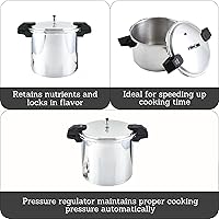 Vista 2 de IMUSA USA A417-80808 Olla a presión de 22 qt Jumbo para estufa con regulador y asas laterales, plateado