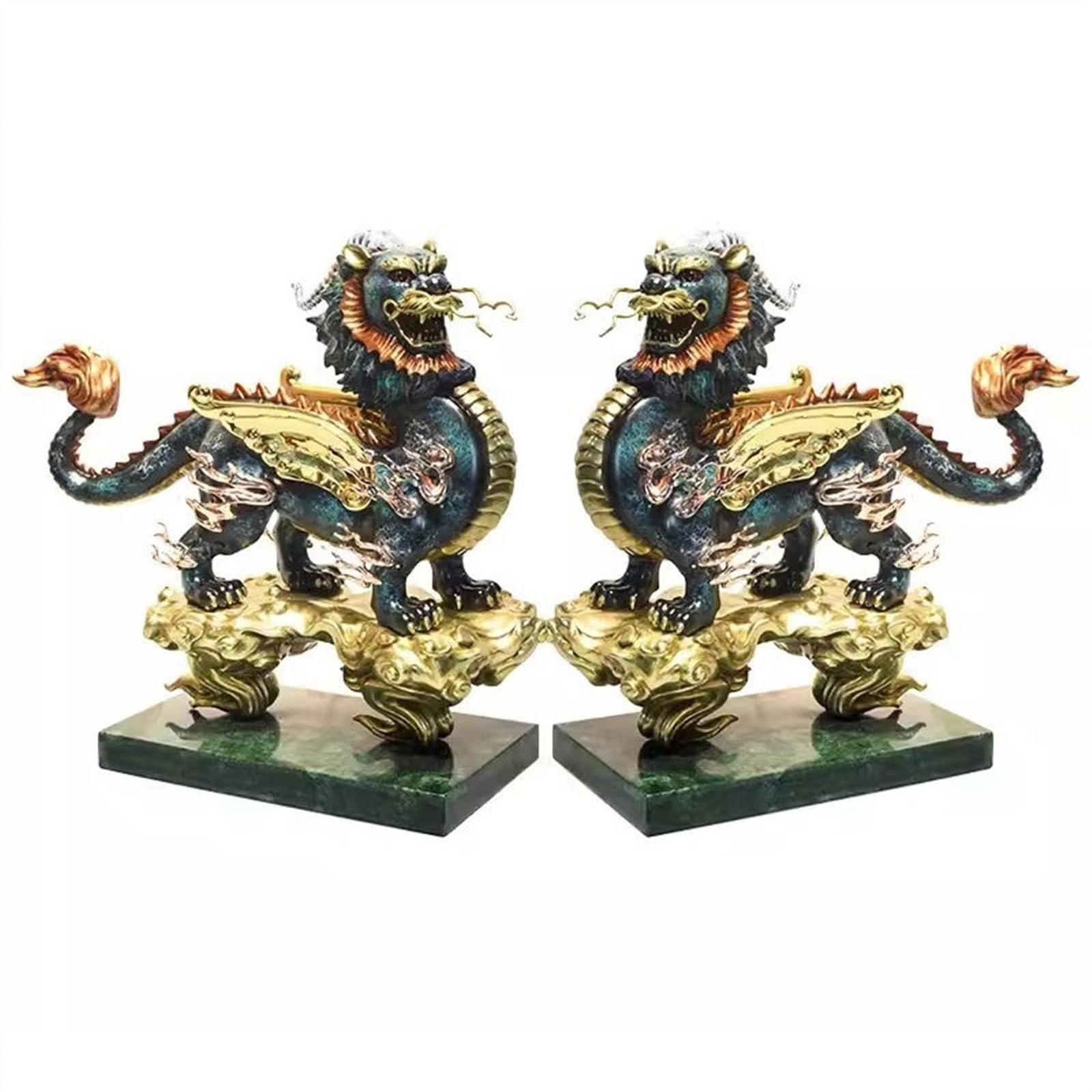 YNIYUJKL Feng Shui Buddha Statue Home With Desktop Luxury Copper Ornaments Fortune Pixiu Lucky Feng Shui Decorations Birthday Gift Collection Desktop Decoration Ornaments,size_name-2-piece
