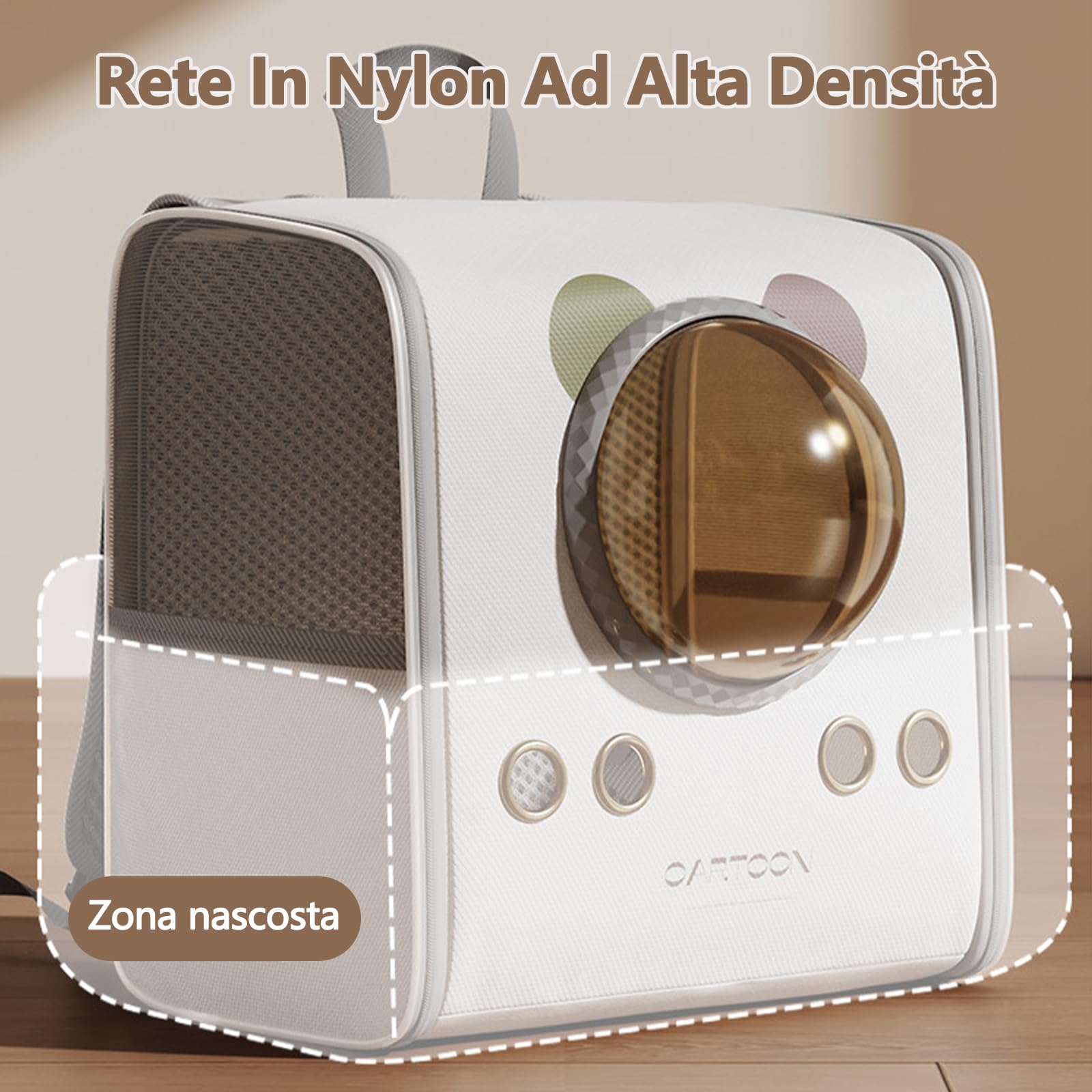 Galatée Zaino Per Animali Domestici, Borsa Per Gatti Traspirante Per Viaggi, Escursioni, Campeggio All'Aperto, Zaino Per Cani Facile Da Pulire, Approvato Dalla Compagnia Aerea(S)