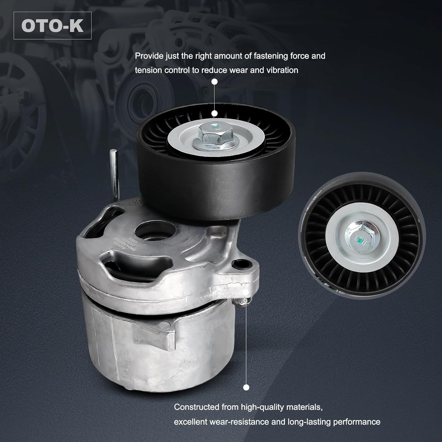 OTO-K Belt Tensioner Pulley Assembly Compatible with Subaru Forester 2011-2018,BRZ 2013-2019,Impreza 2012-2015,Legacy 2013-2019,Outback 2013-2019,WRX 2015-2020,Replace#23769AA040, 23769AA05A 39359