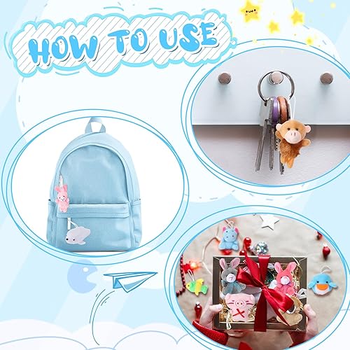 Miniatura 4 de Juego de 42 juguetes de animales de peluche pequeños, bonitos llaveros de peluche pequeños para recuerdos de fiestas temáticas, premios de carnaval,