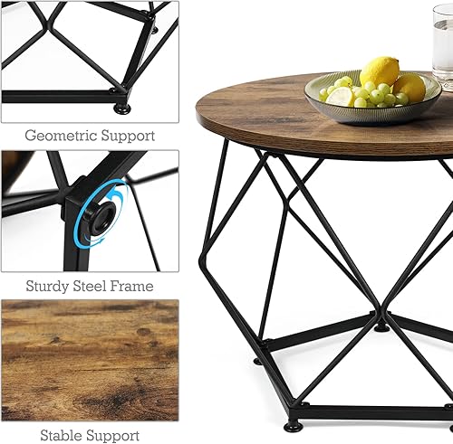 Miniatura 4 de Mesa auxiliar pequeña, juego de 2 mesas auxiliares redondas con mesa de madera y marco de metal, mesa auxiliar moderna, mesas auxiliares para sala