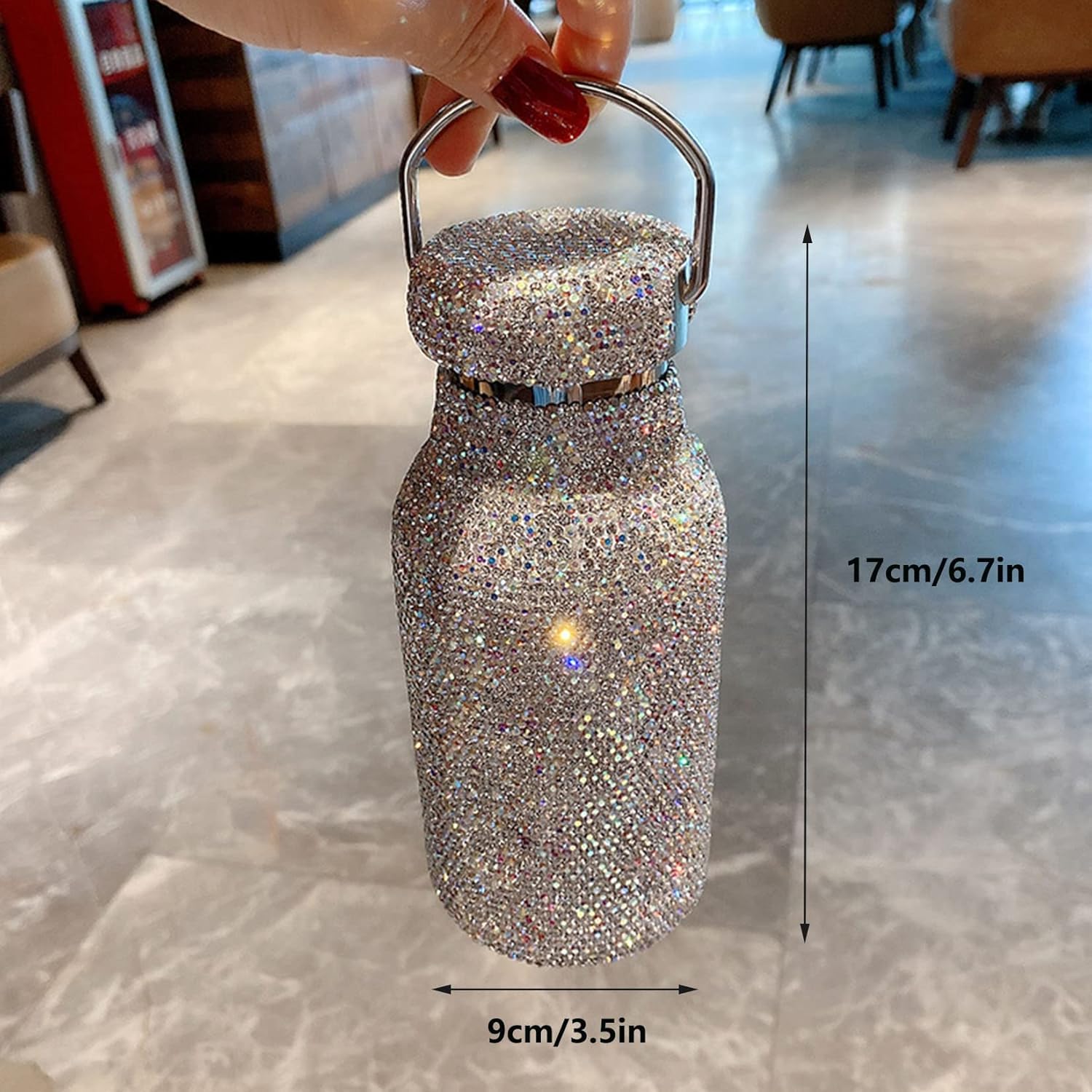 Diamentowa termos, butelka termiczna, kubek termiczny kubek podróżny Bling Rhinestone Shinning butelka na wodę Diamentowa kolba ze stali nierdzewnej Butelka próżniowa(Gold)