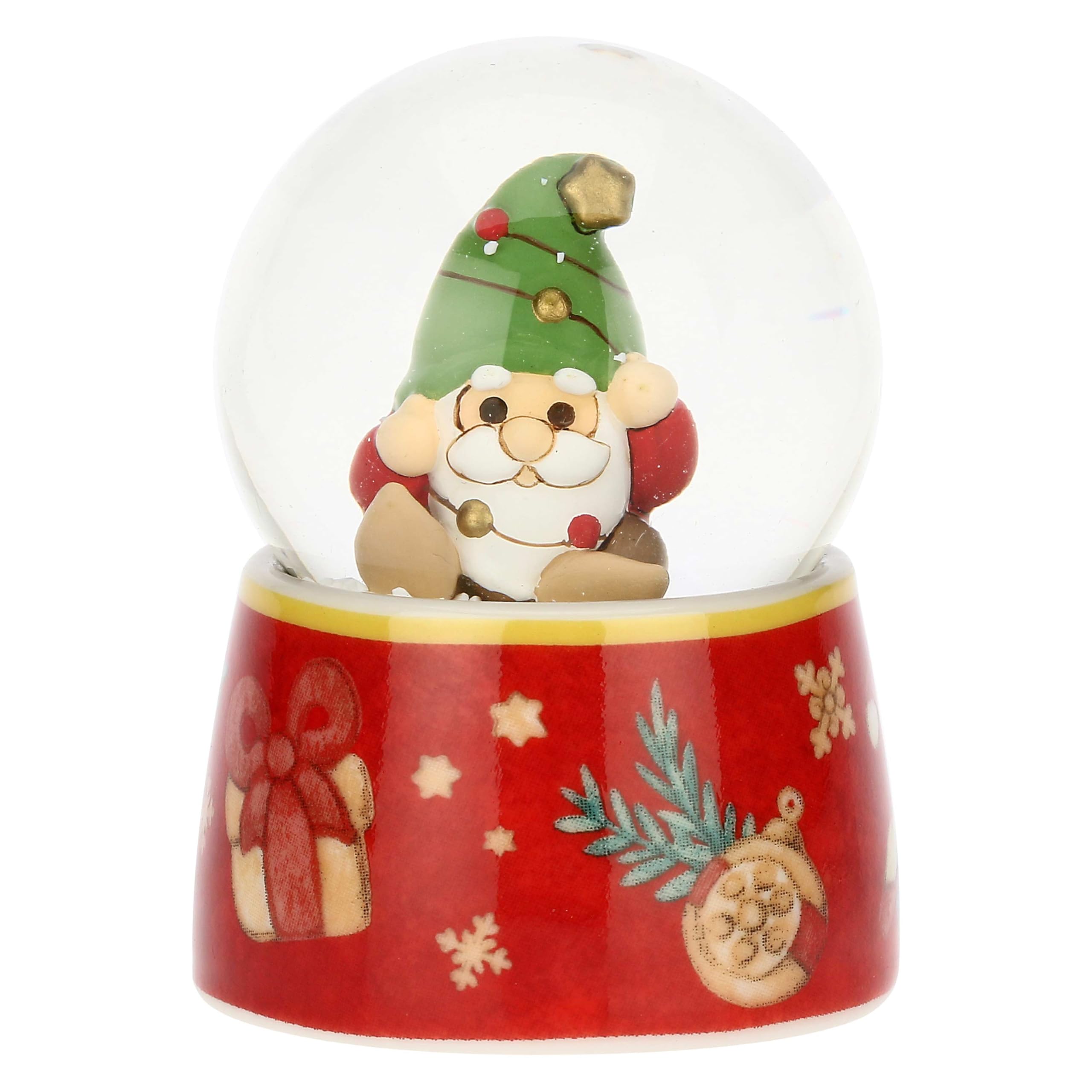 THUN, Boule De Neige with Oliver Gnome Made Glass and Ceramic, Small Version, Christmas Collection, Collectible Furniture, Gift Idea for Christmas, Diameter 4.8 cm, 6.5 cm H