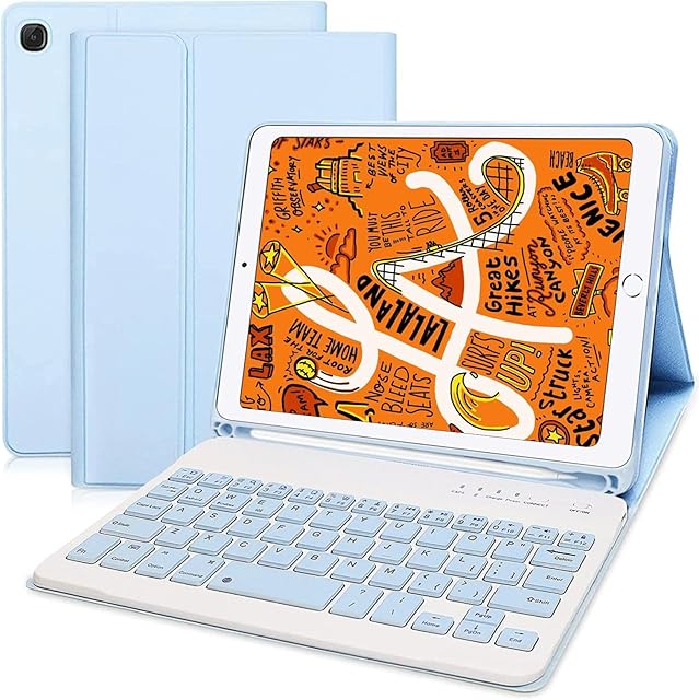Keyboard Case for iPad Mini 5 2019(5th Gen)/ iPad Mini 4 2015,Magnetically Detachable Wireless Keyboard for iPad Mini 5/4/3/2/1,PU Leather Cover with Pencil Holder Fit iPad Mini 7.9 Inch(Sky Blue)