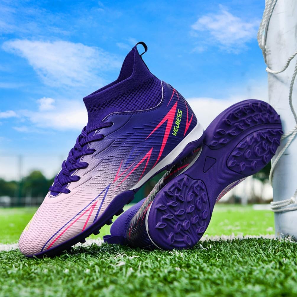 Chaussures de Foot TF, Hommes, Design Chaussette Haute Tricot, Léger Respirant, Couleurs Stylées, Adhérence Supérieure, Entraînement Match Football Indoor/Outdoor
