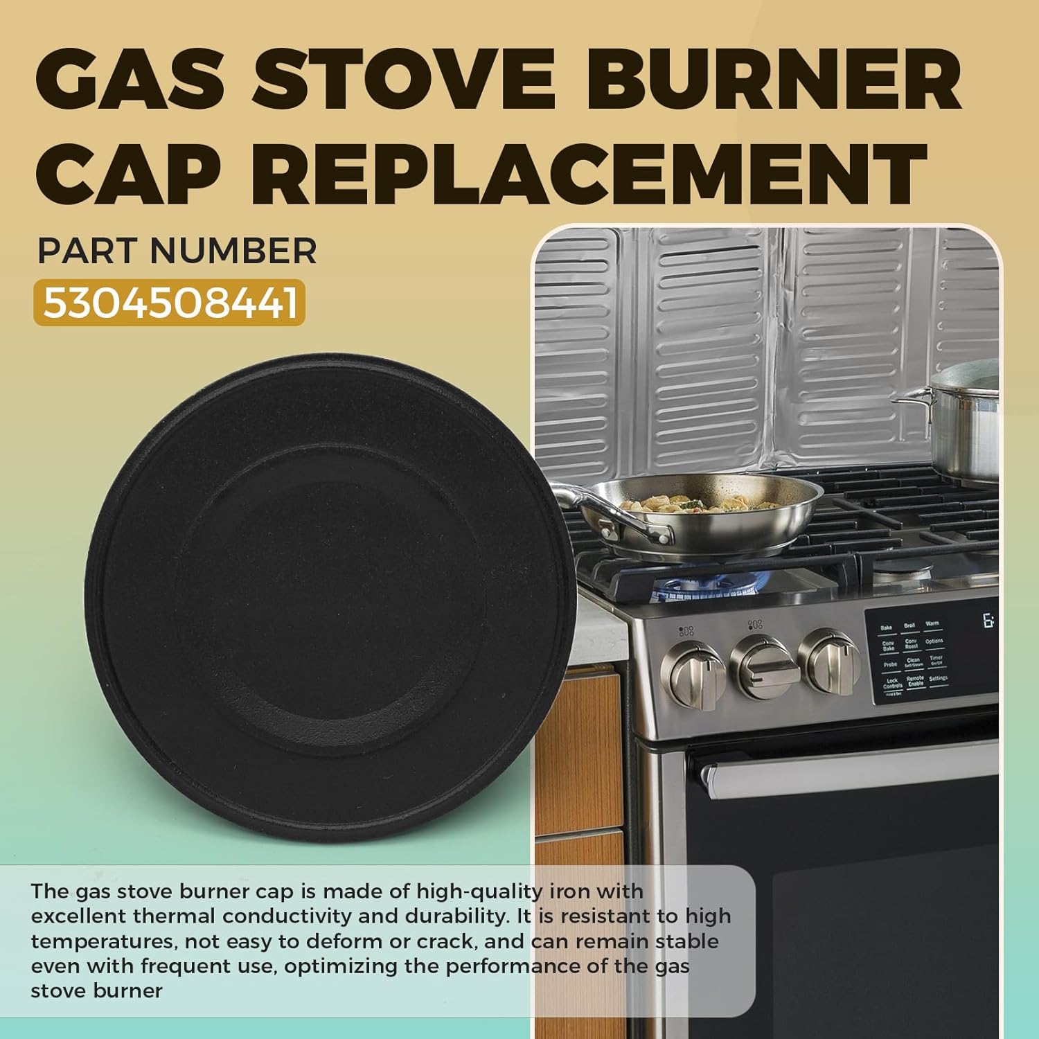 5304508441 Gas Stove Burner Cap Replacement for Frigidaire Electrolux Replace 316261704 316438304 1613880 AH2581737