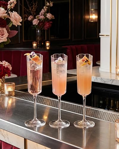 Miniatura 8 de Ciaell 24 Pack Plastic Champagne Flutes - 6 Oz Flower Wavy Champagne Plastic Glasses - Heavy Duty Vintage Disposable Flutes for Party & Anniversary