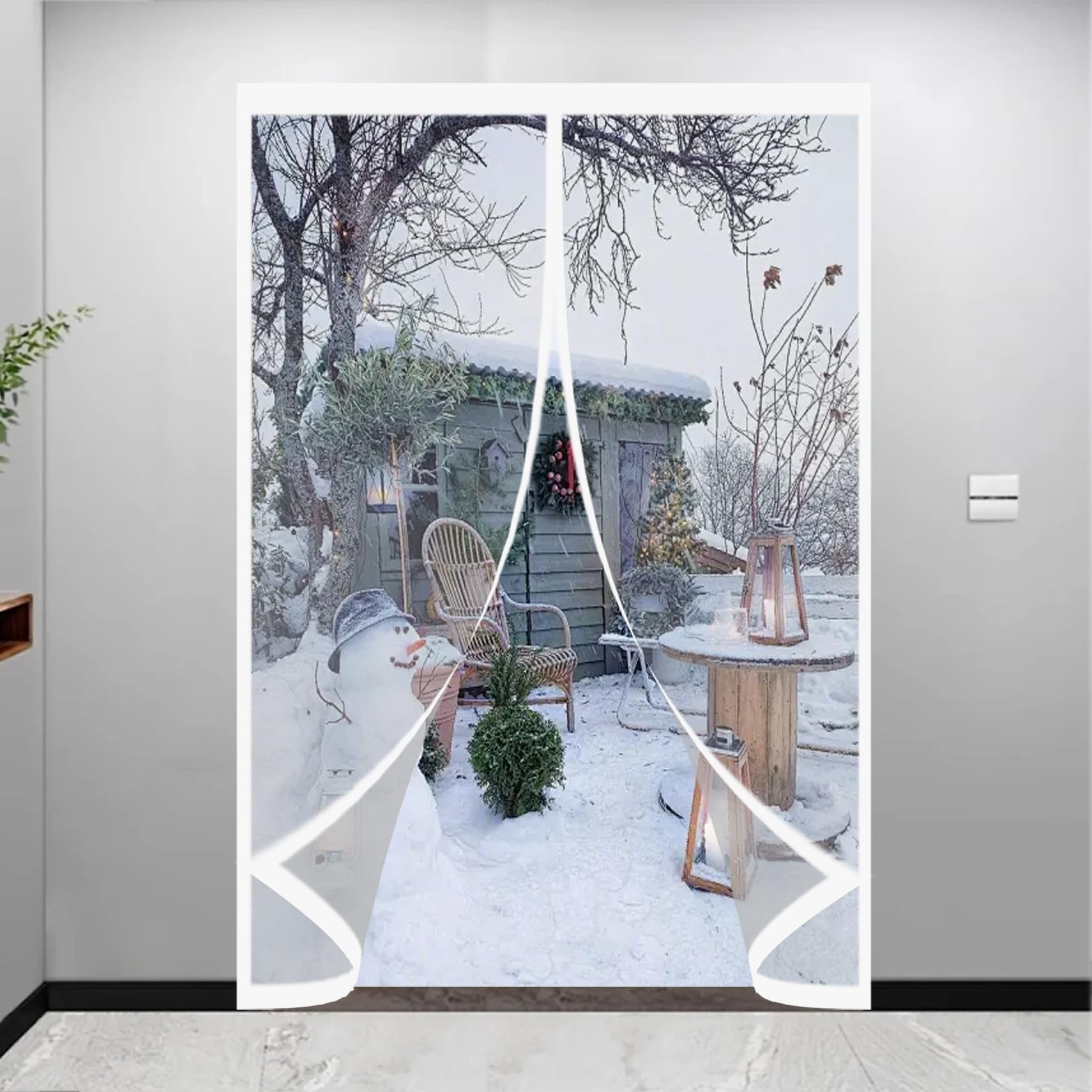 Rideau Thermique Isolant 154 x 220 cm Chaud en Hiver et Frais en Été, Chaud Coupe-Vent et Insonorisant Rideau de Porte Isolation Thermique pour Cuisine et Salon de Porte, A