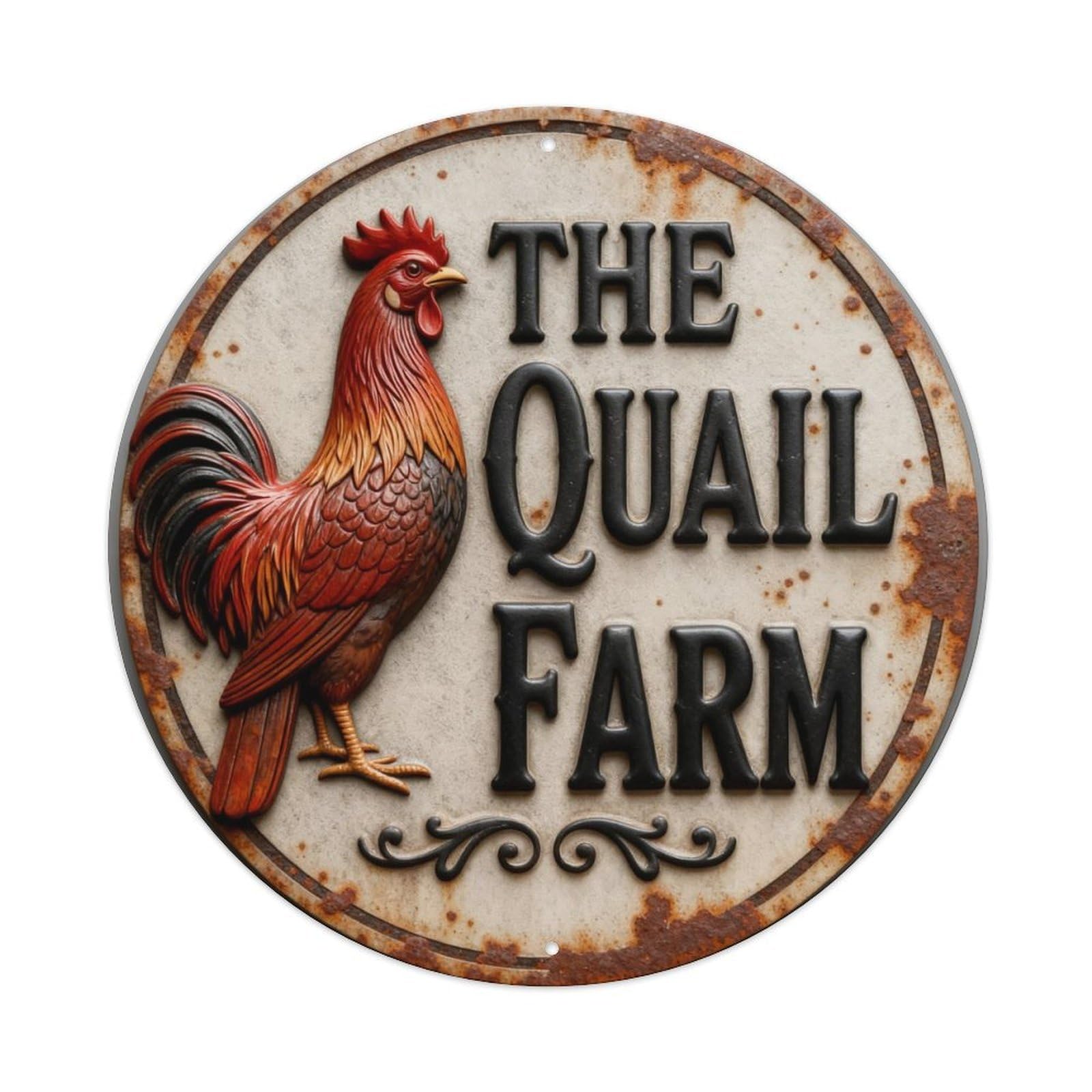 Quail Bird Rustic Sign Pattern Round Metal Tin Sign Vintage Wall Decor, Bar Garage Cafe Kitchen Home Wall Art Poster 8x8inches