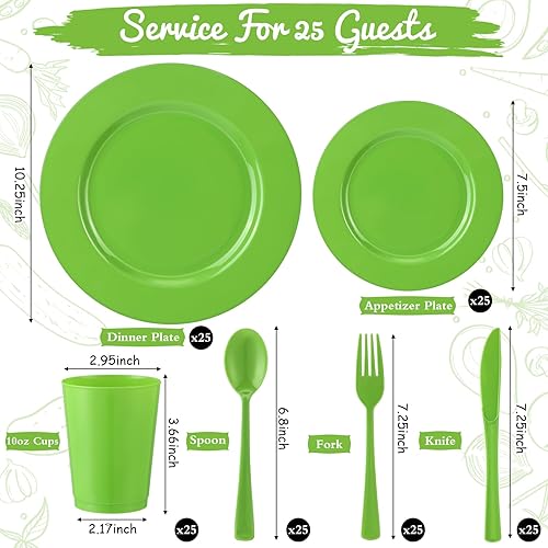 Miniatura 2 de Juego de vajilla de plástico de 150 piezas, platos desechables de Navidad, 50 platos, 75 cubiertos de plástico, 25 tazas, sirve a 25 invitados para