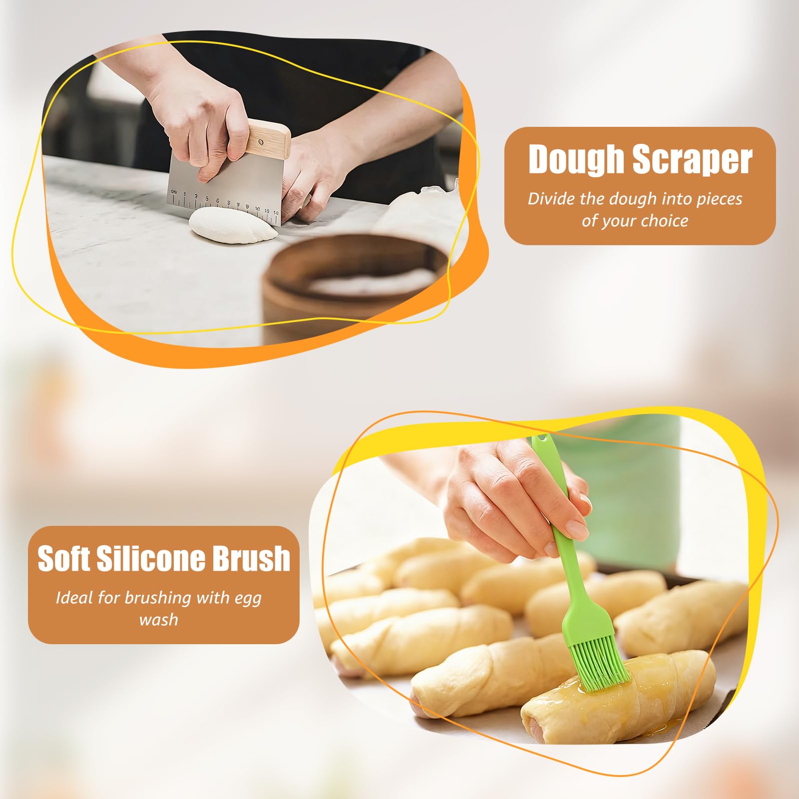 Banneton Pour Pain, Rond et Ovale Banneton, 11 Pièces Kit Pain Au Levain, Avec 2 Paniers De Levain, Couteau à Avec 5 Lames, Brosse, Grattoir Et Housse De Linge, Kit Boulangerie Professionnel