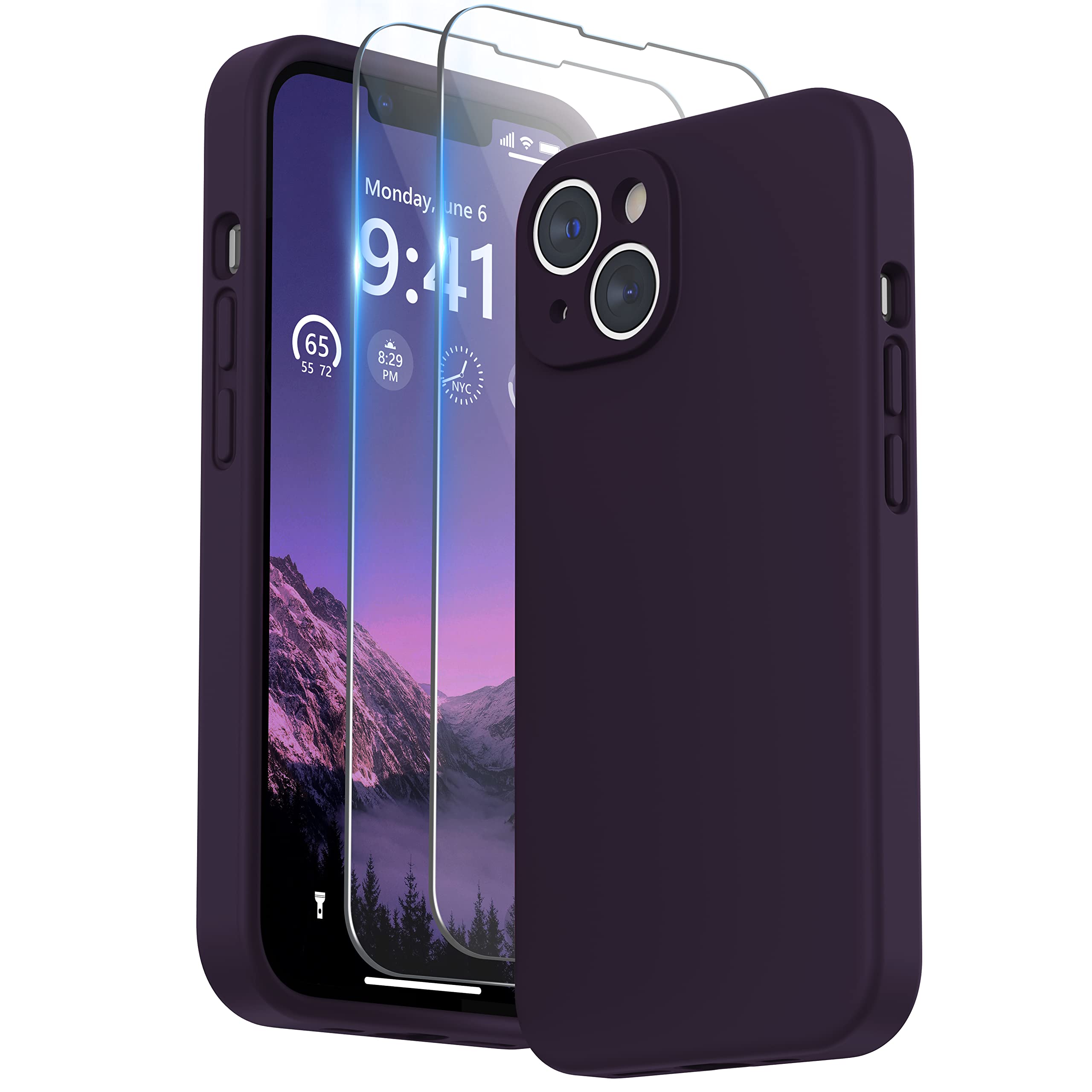 SURPHY Compatible with iPhone 14 Case with Screen Protector (Camera Protection & Soft Microfiber Lining) Liquid Silicone Phone Case 6.1 inch 2022,