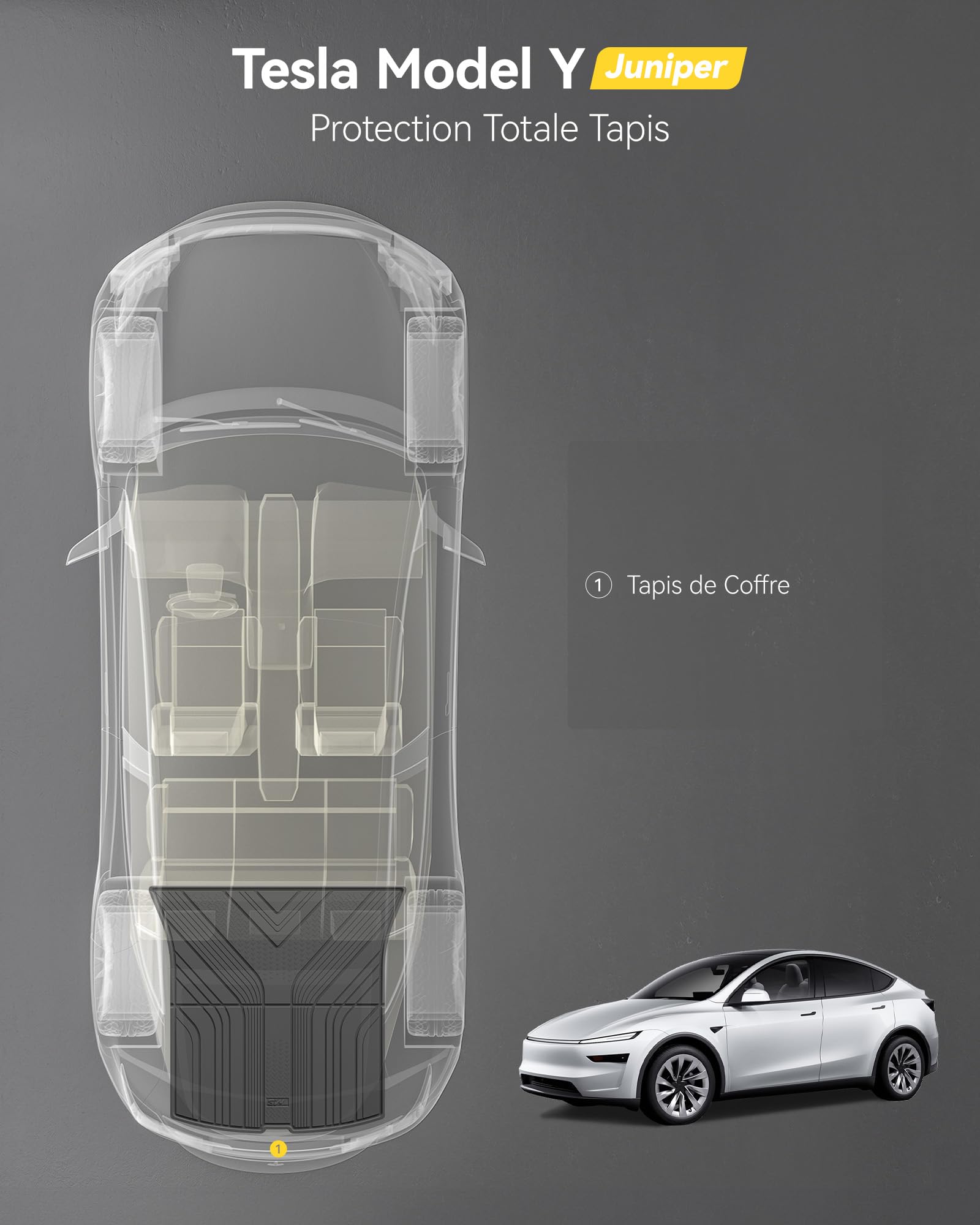 3W Tapis de Coffre pour Tesla Model Y Juniper 2025 2026 Premium/Performance,Compatible avec 2026 New Standard, Imperméable et Résistant, Protection du Coffre pour Chiens en Thorex™