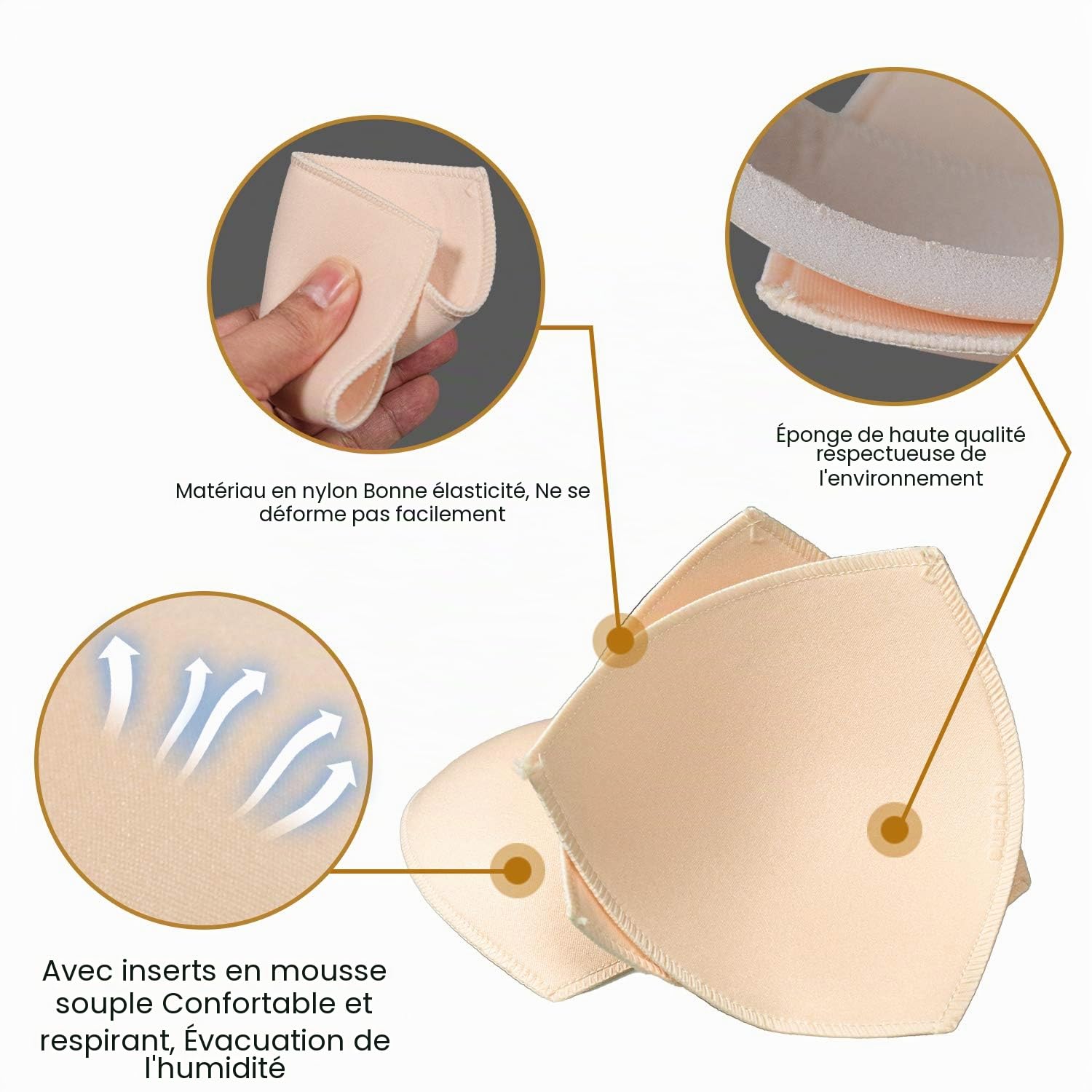 3 Bra Pads Inserts de Soutien-Gorge Femme