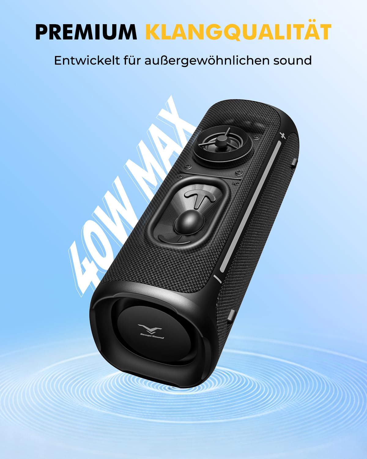 StageSound Portabler Bluetooth Lautsprecher, IP67 Wasserdicht, 25W Musikbox