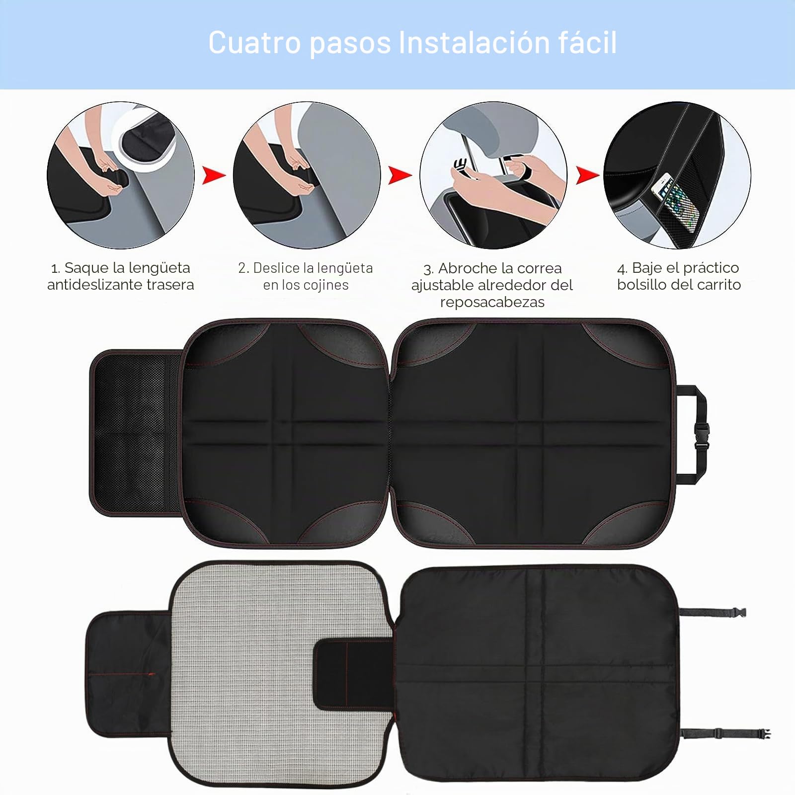 Nutabevr Protector Asiento Coche Niños Compatible Isofix con 2 Bolsillos de Almacenaje, Protectores Impermeables Desde Manchas y Daños, para SUV, Sedan