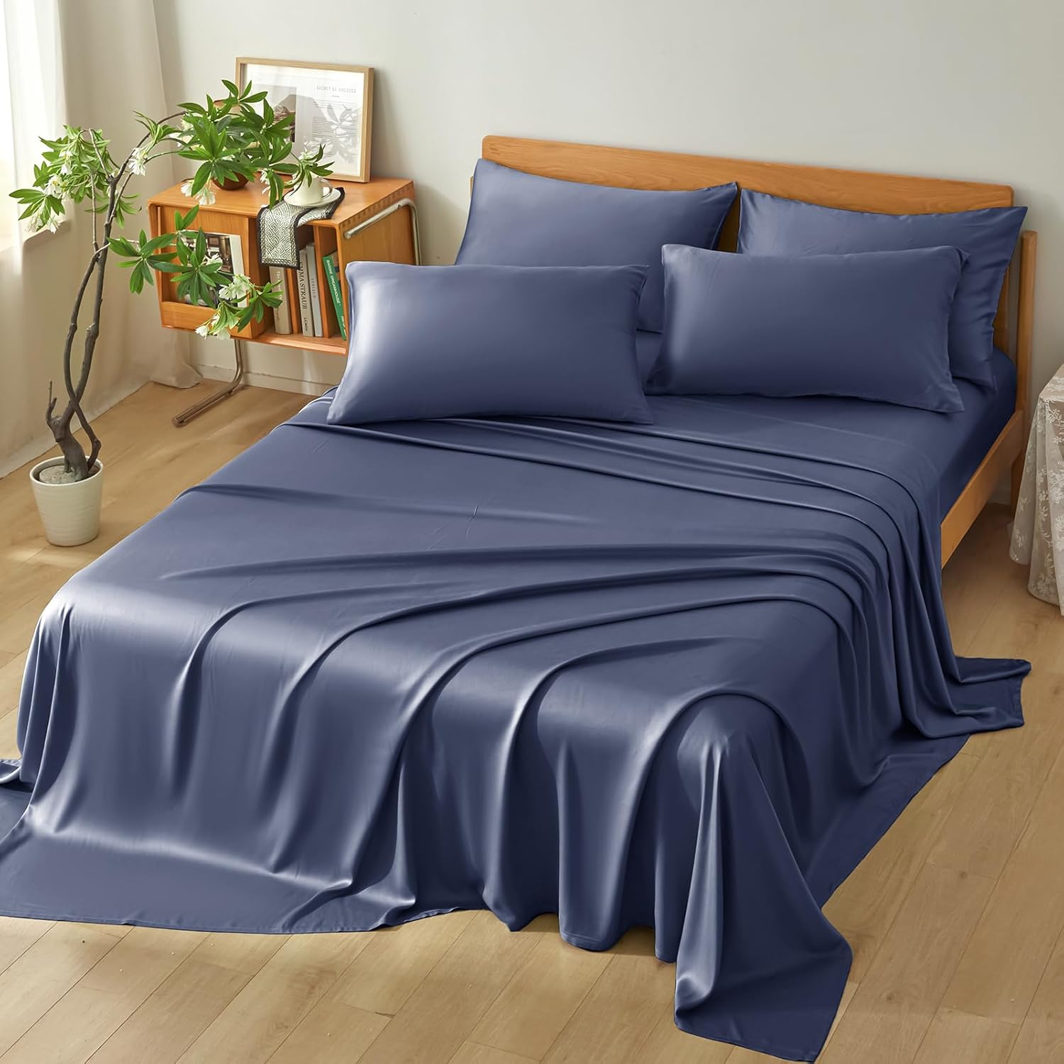 Homiest Cooling Pillow Cases Standard Size Set of 2, 100% Rayon Derived from Bamboo Pillowcase for Hot Sleepers, Breathable & Silky Soft Pillow Covers with Envelope Closure (Granite Blue, 20x26 Inch) - Image 6