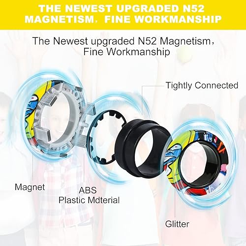 Miniatura 3 de YISHIDANY Juego de 12 anillos magnéticos para la ansiedad, anillos magnéticos para aliviar el estrés con TDAH, juguetes mágicos de camuflaje de