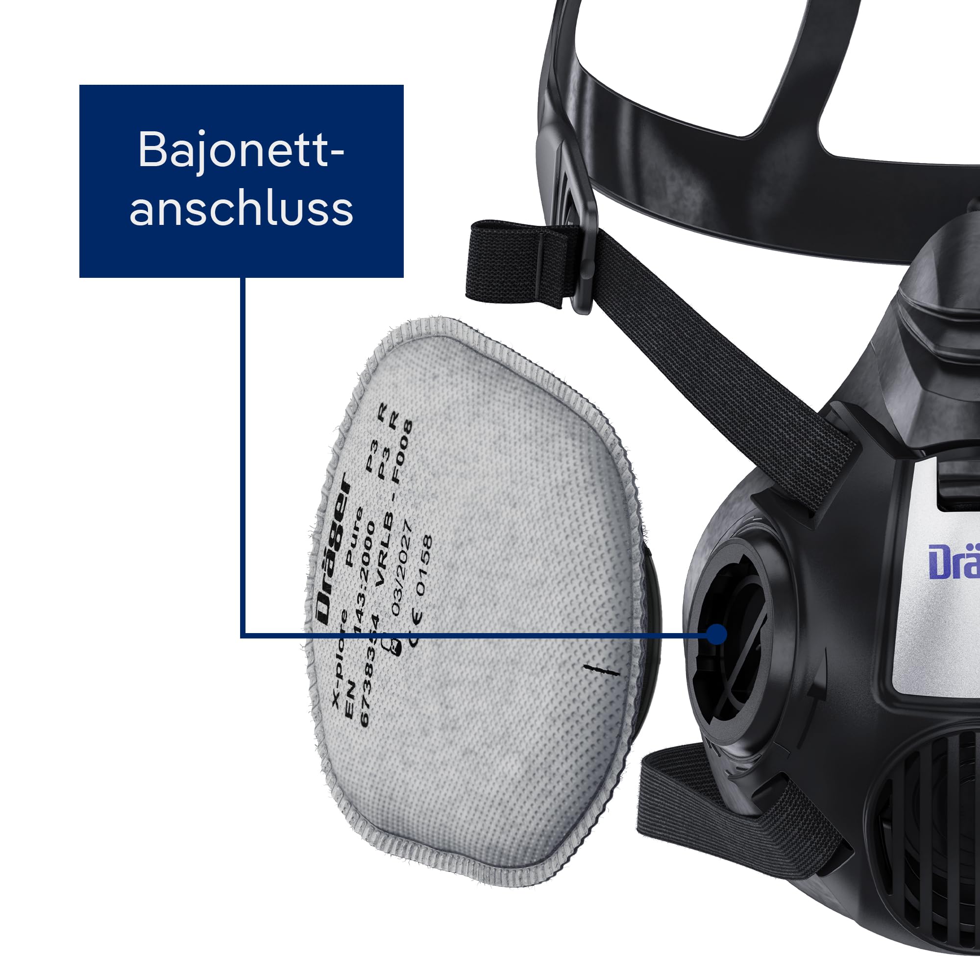 Dräger X-plore Bajonett Partikel-Filter Pure P3 Odour für Aerosole/Partikel | Filtert auch Gerüche - 10 Paar - Ersatzfilter für Voll- und Halbmasken X-plore 3300, 3500, 5500