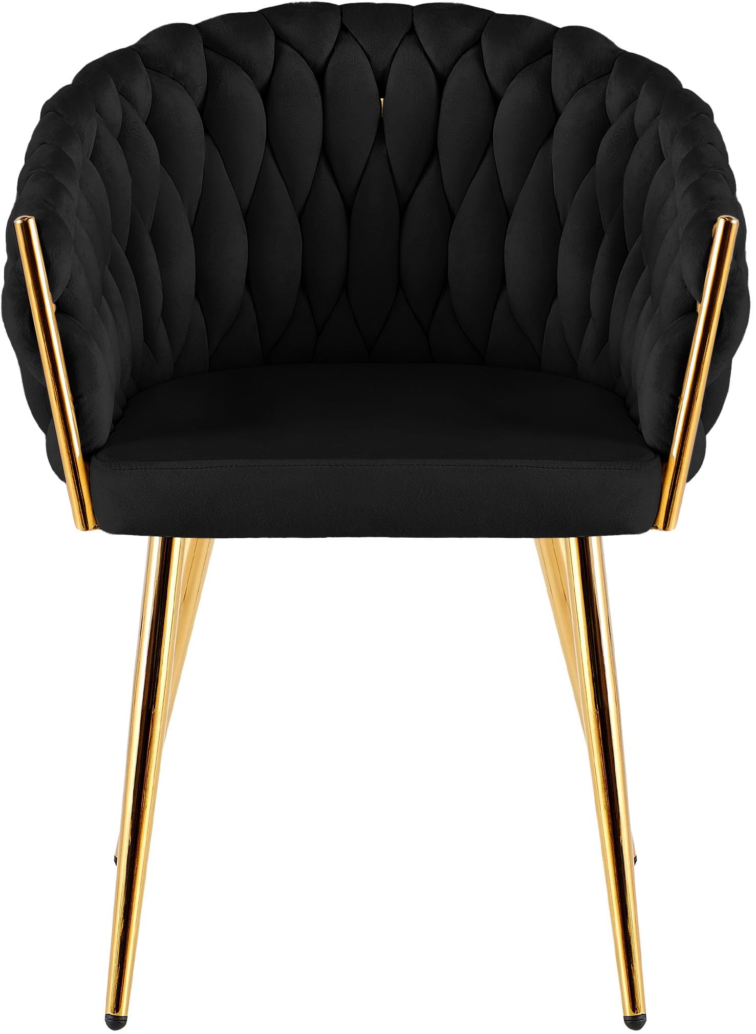 CLP Silla Comedor Acolchada Molise Silla Cocina Terciopelo Respaldo Estructura Acero Dorado soporta hasta 150 kg Color:Negro;Material:Terciopelo