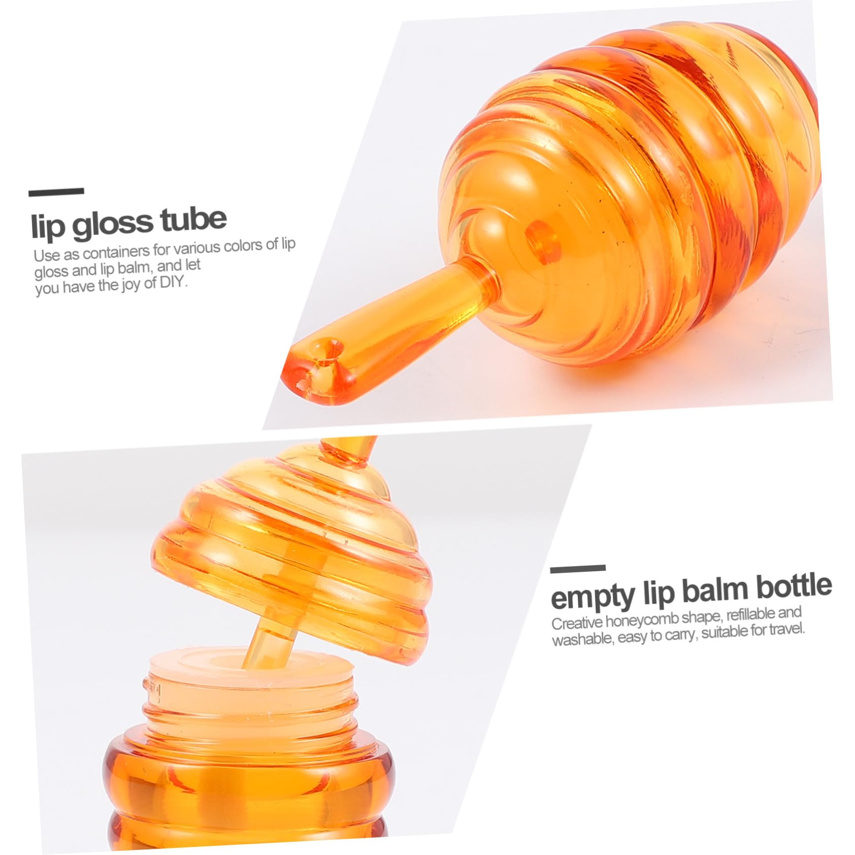 Mini Tubo de Brillo de Labios en Forma de Panal Marrón 20piezas | Plástico Recargable, Tapón Anti-fugas y Buen Sellado, Adecuado para Viaje y Proyectos DIY