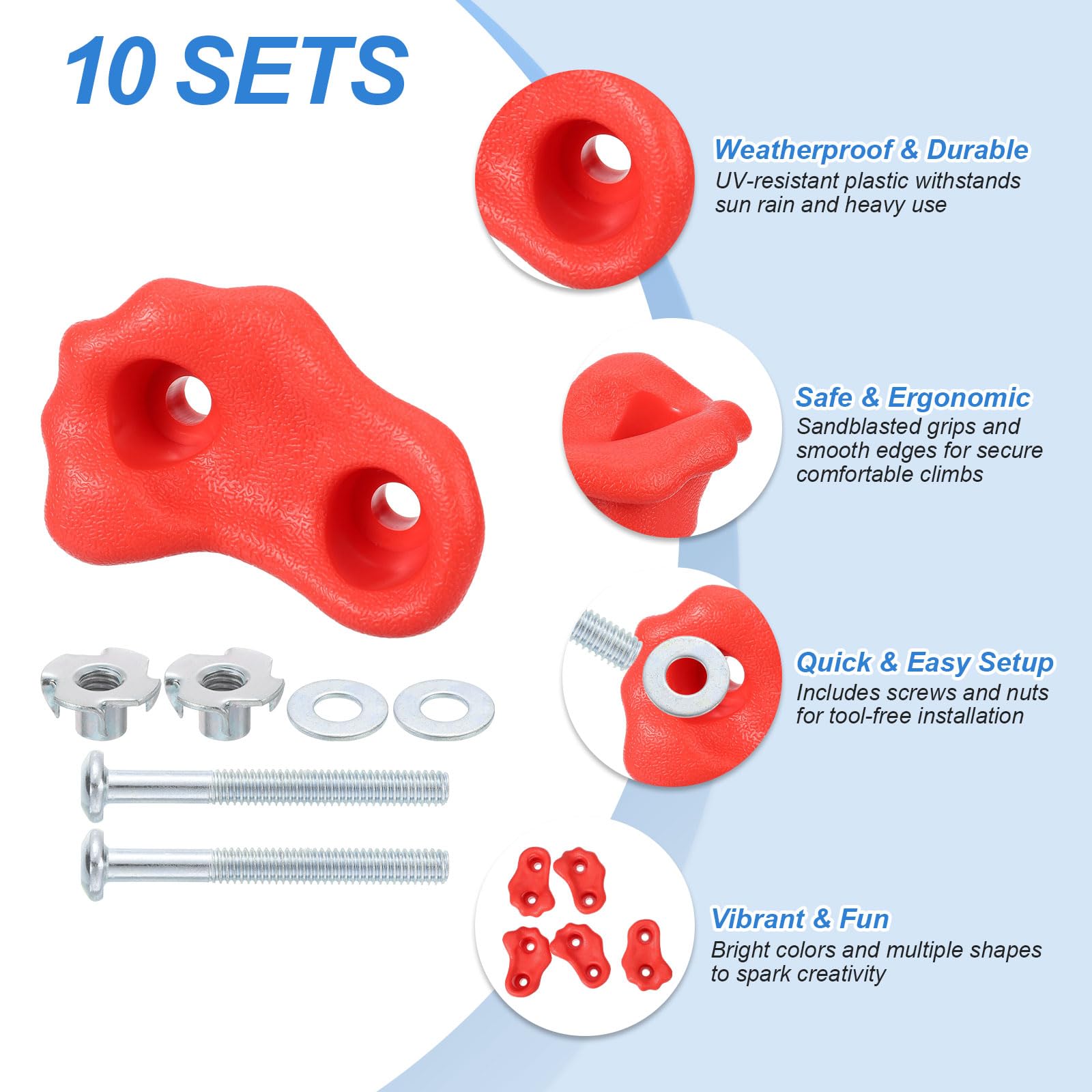 PATIKIL 10 Pcs Petites Prises De Mur d'escalade Rouge B-Petit