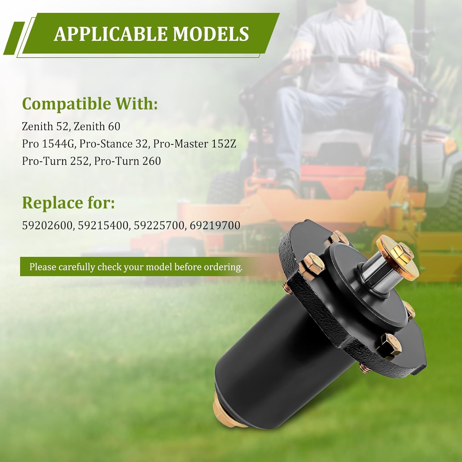 59202600 Deck Spindle Assembly for 48" 52" 60" Deck, Compatible with A-riens Apex Zoom Gravely ZT Pro-Master Pro-Stance Pro-Turn Series, Replaces 59215400 59225700 69219700, 3 Pack