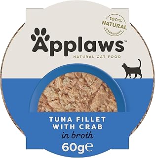 Applaws Premium Natural Katzenfutter Nass, Thunfischfilet mit Krabben, 60g Topf (10 x 60 g Packung) product image
