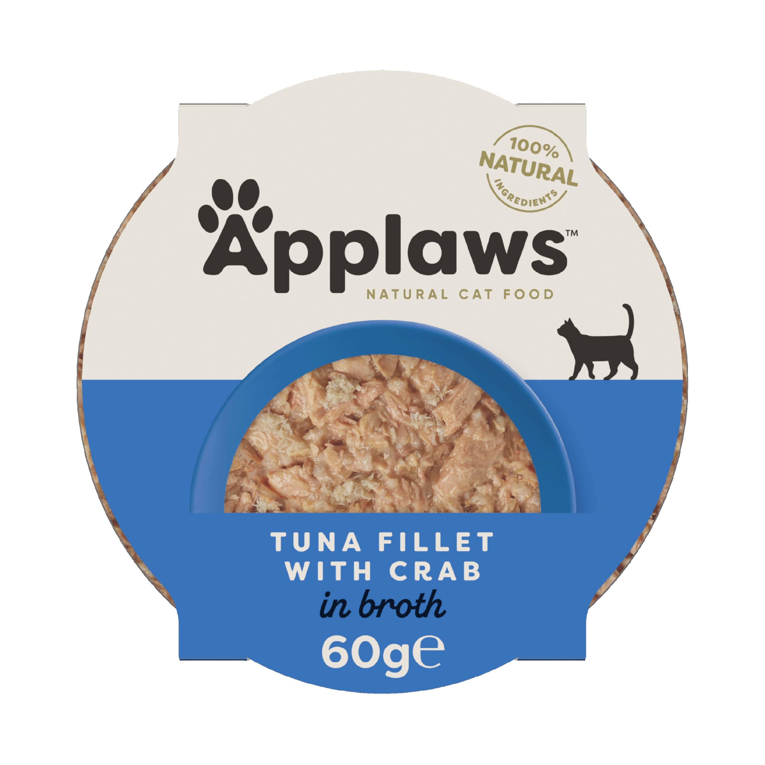 Applaws Premium Natural Katzenfutter Nass, Thunfischfilet mit Krabben, 60g Topf (10 x 60 g Packung)