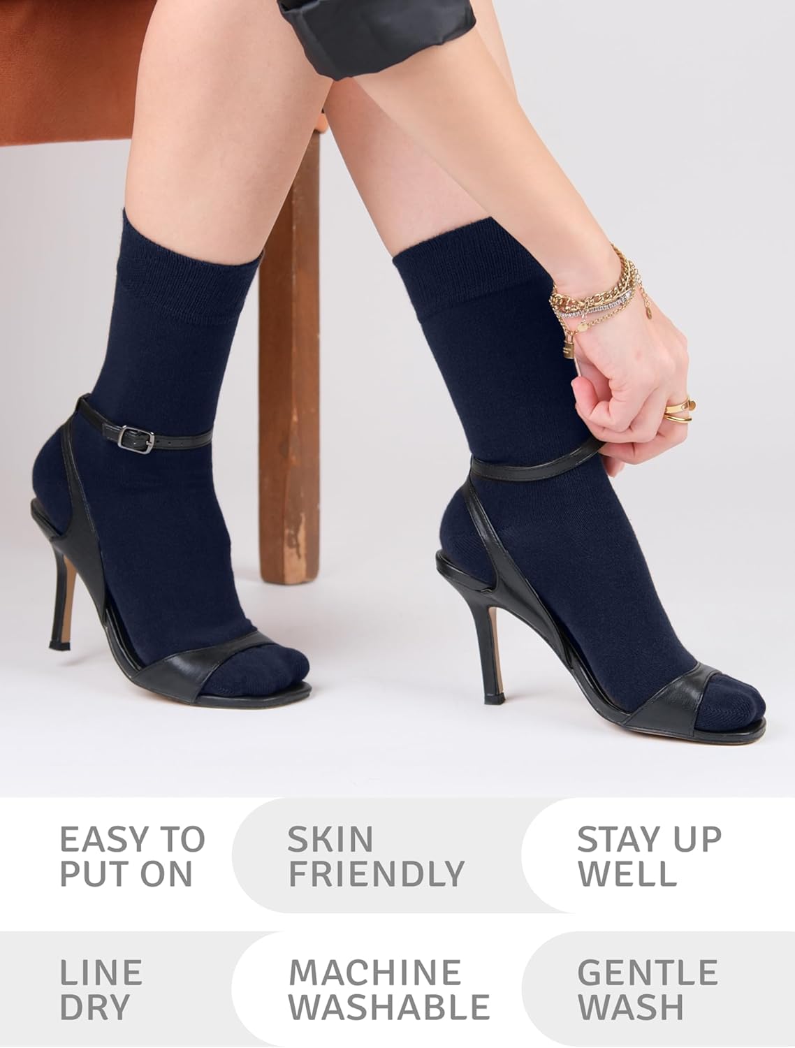 Women's Bamboo Dress Socks, Crew for Business Trouser Casual, Soft, Thin & Seamless, Size 6-9/9-12 (3, 4 or 5 Pairs) - Image 5