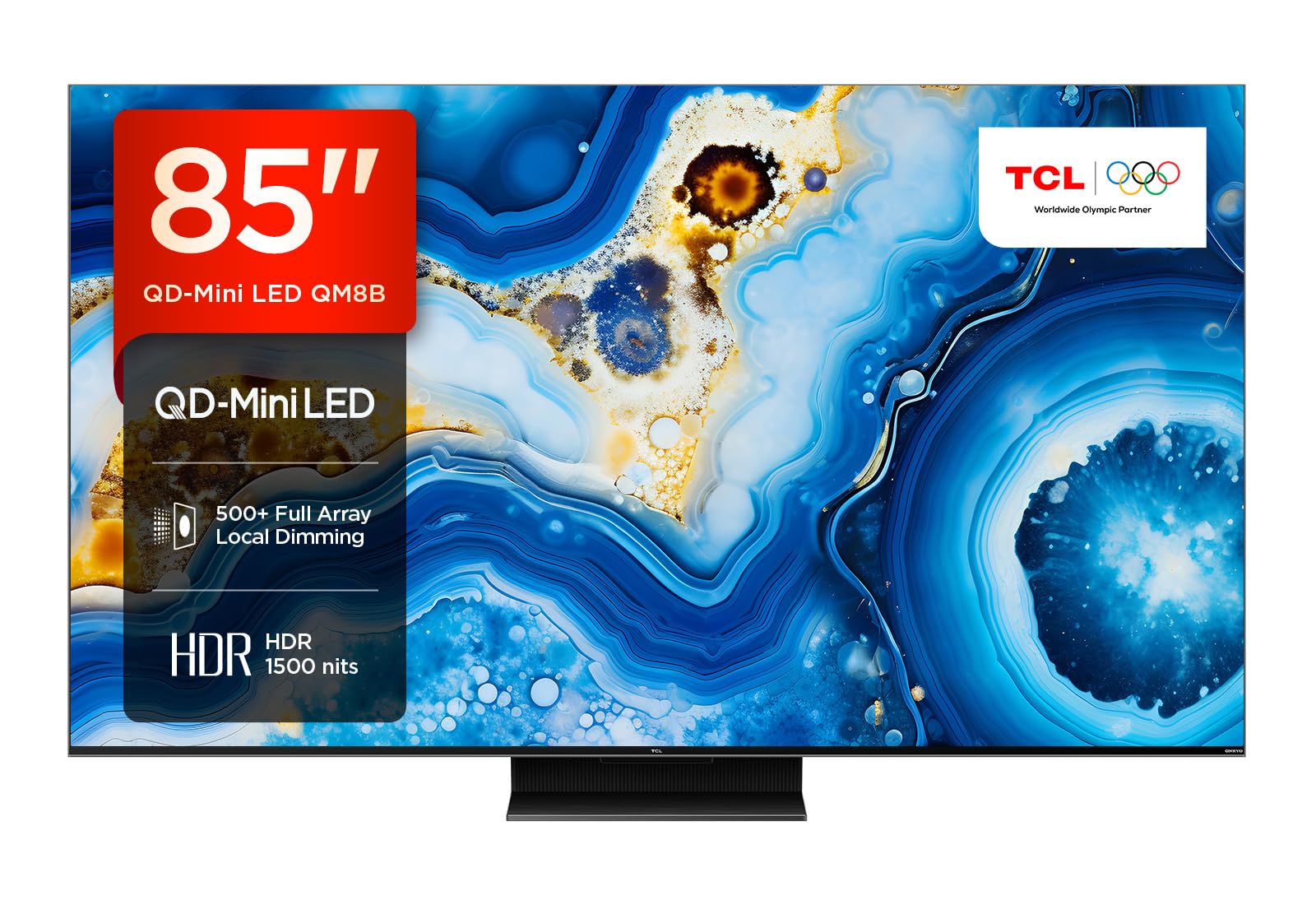 TCL 85QM8B TV Mini LED 85”, Pannello QLED 144Hz, 4K HDR Premium 1500nit, Google TV (Dolby Vision IQ - Atmos, Audio Onkyo, Compatibile con Google Assistant, Alexa - AirPlay2)