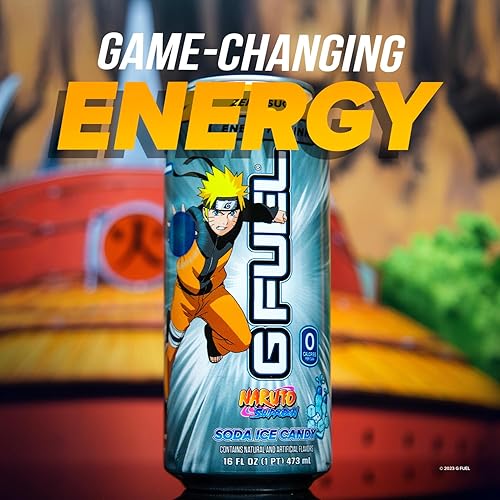 Miniatura 4 de G Fuel Soda Ice Candy - Bebida energética saborizada - Inspirada en Naruto Shippuden, lata de 16 onzas, paquete de 12 unidades
