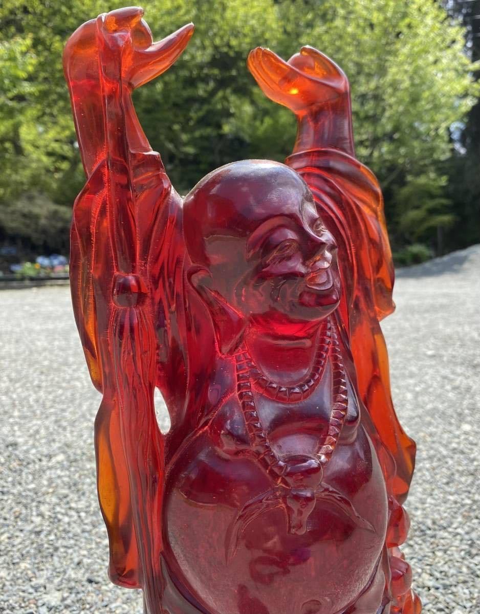 Amazon.co.jp: 『琥珀色の 布袋様 像 台:唐木 高さ49㎝』玄関飾り