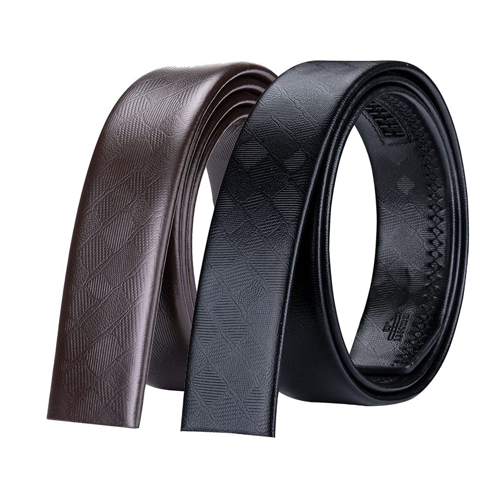 Cinturón de Cuero para Hombre, Paquete de 3, Hebilla Dorada y Plateada, con Relieve, Hebilla Deslizante automática, para Jeans, Caja de Regalo (Color: A, Talla: 110 cm) (A 115 cm)