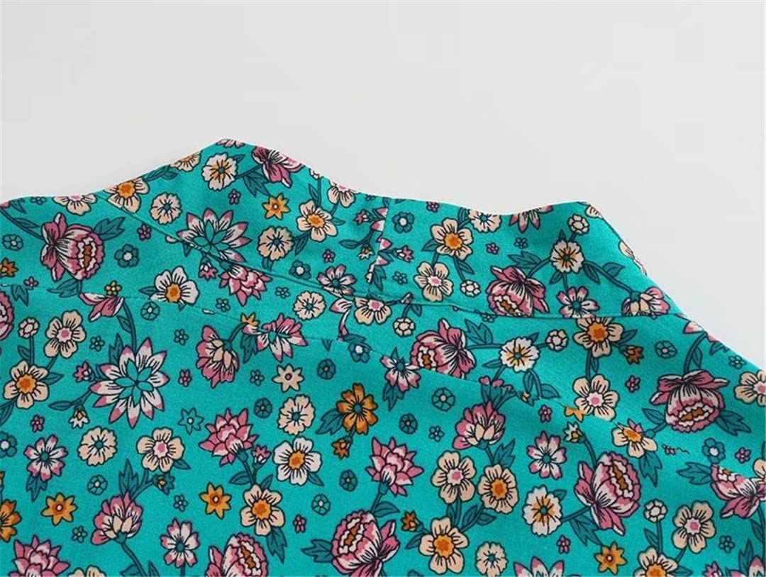 Bata de algodón con estampado floral de verano para mujer, estilo vintage, mangas de murciélago, estilo bohemio, Como se muestra en la imagen., L