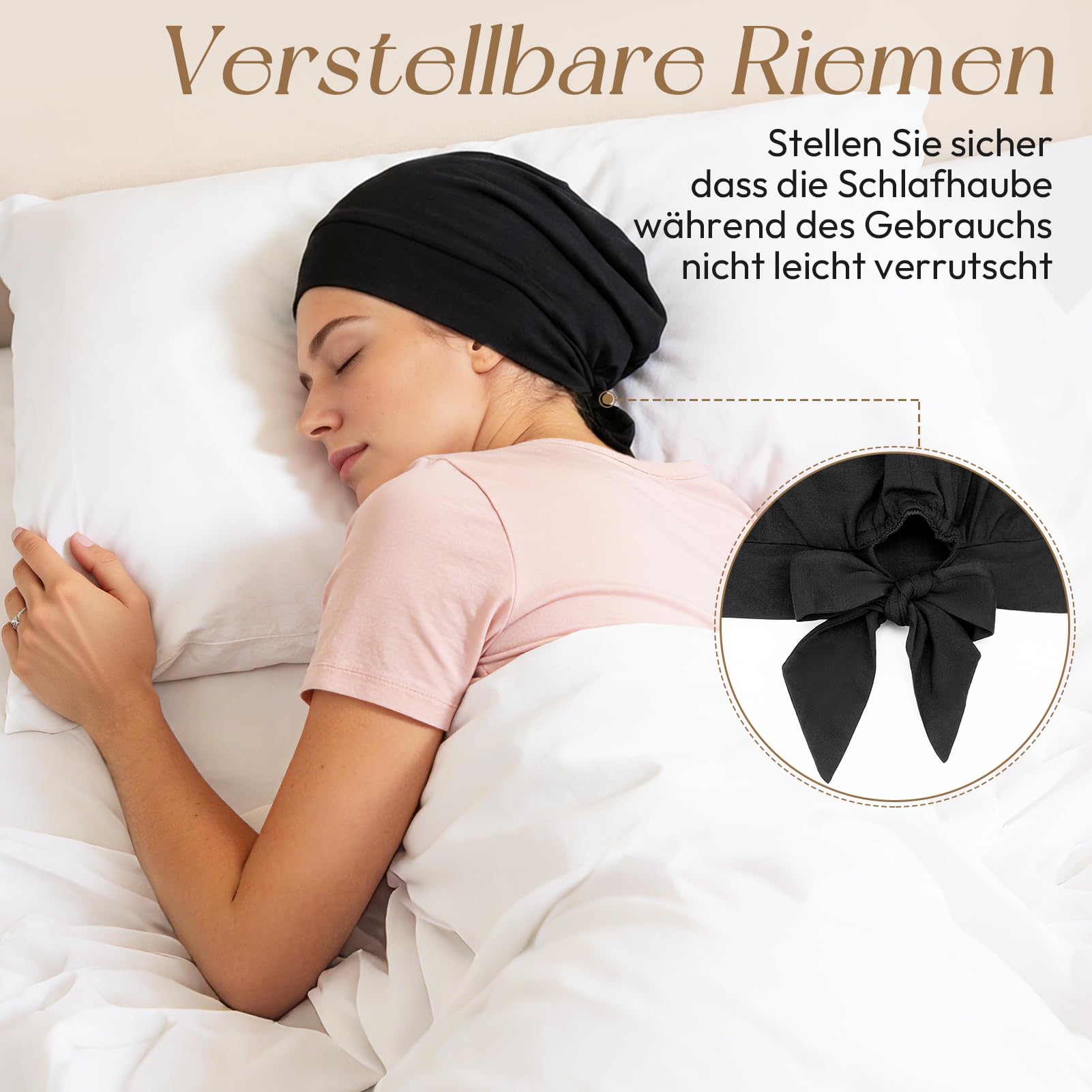 Kiiwah Seidenhaube zum Schlafen, Unisex Bambusfaser Schlafhaube Seide, Verstellbare Schlafmütze mit Riemen, Weiche Satin Haarhaube für Die Nacht, Bonnet Haare Silk für Damen Herren