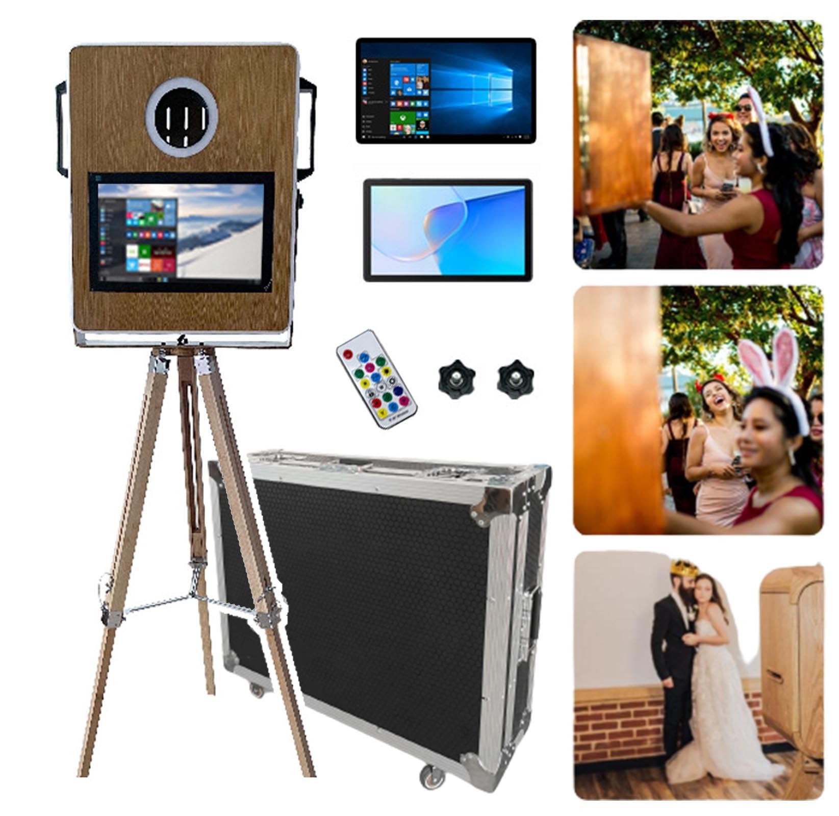 Outdoor Photo Booth,Dslr Photo Booth, Wooden Photo Booth,Print and Share Photos, 8g Ram+128 G Ssd,Win 10, 90° Rotation, With Display and Touch Screen, Air Box