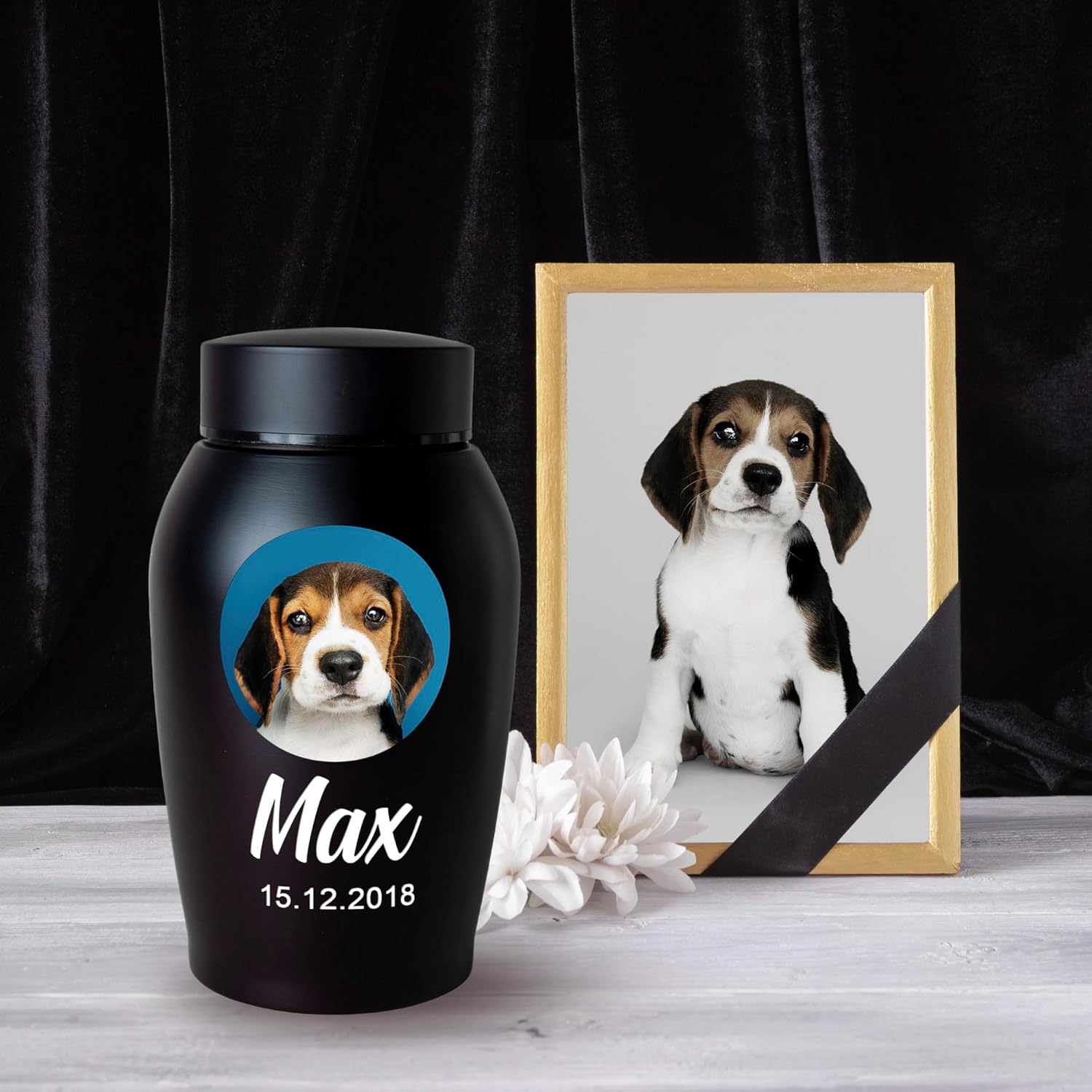 Personalized Cremation Keepsake Pet Ashes Urn Waterproof with Airtight Closure Customized Printed Vase Container Memorial Dog Cat Funeral Decorative (Pet Photo)