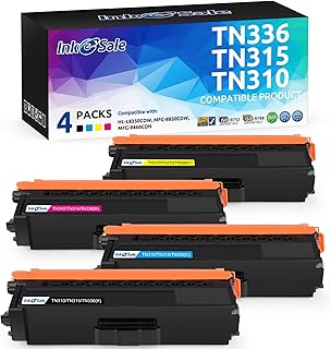 INK E-SALE Compatible Toner Cartridge Replacement for Brother TN336 TN315 TN310 TN331 (KCMY, 4-Pack), for use with Brother HL-L8350CDW HL-4150CDN MFC-L8850CDW MFC-9970CDW MFC-L8600CDW Printer