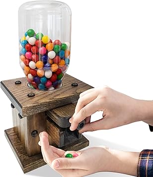 موزع حلويات خشبية هادئة - Amish حاويات مصنوعة يدويًا وتخزينها لـ Gummy Or Peanut- Wood Storage Gumball Machine for Skittles Or M&Ms - موزع الحبوب Countertop Antique Slate