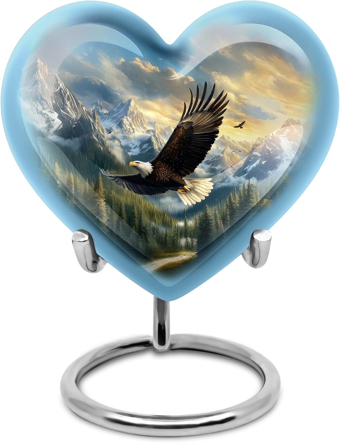 Eagle Cremation Urn for Ashes Adult Male - Blue Keepsake Urns for Human Ashes Adult Mother - Miniature Urn for Burial Ash - Little Urns for Mom and Dad - 3 Inch