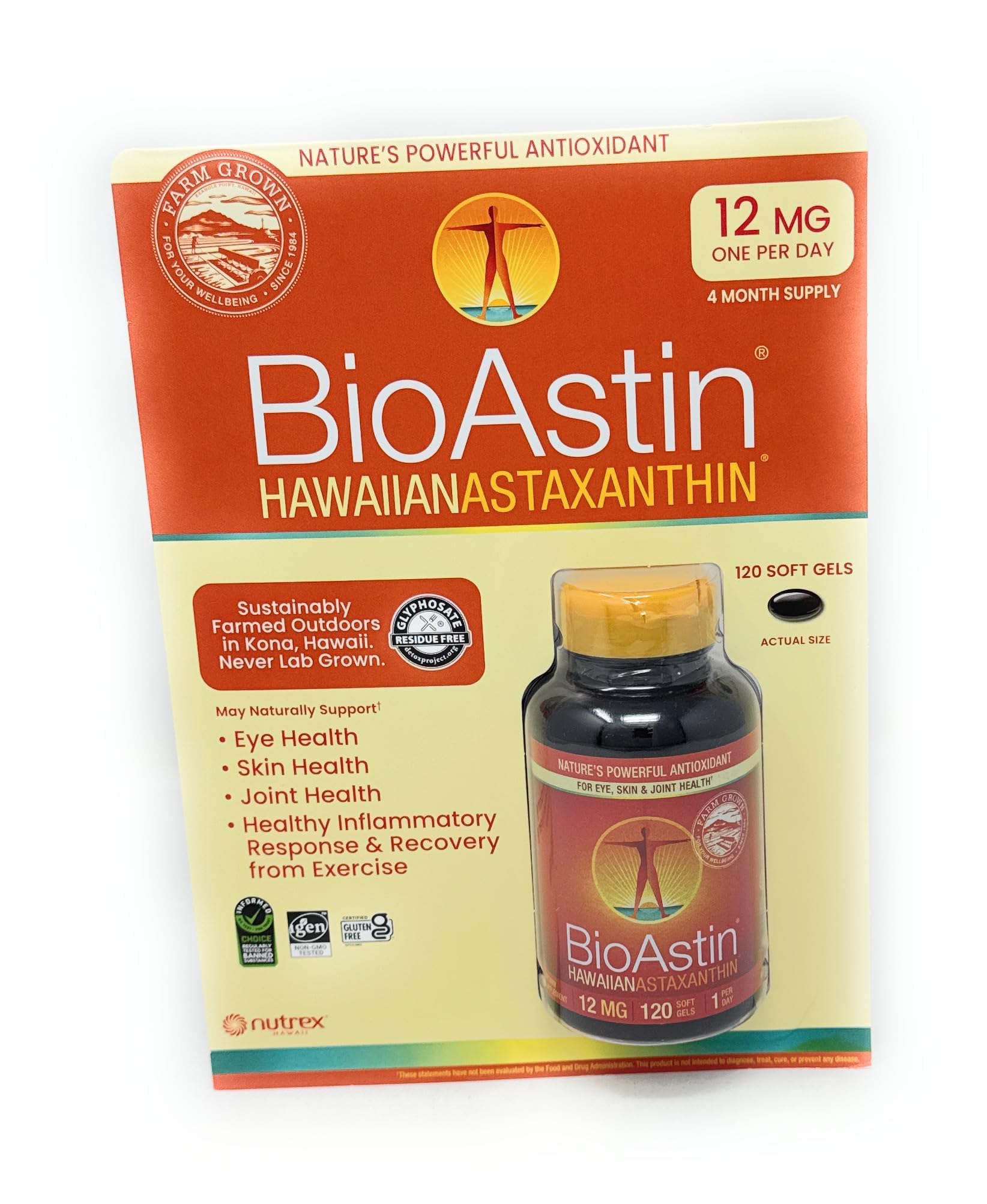 BioAstin Astaxantina Havaiana 12 mg, 120 Softgels | Frete Grátis ...