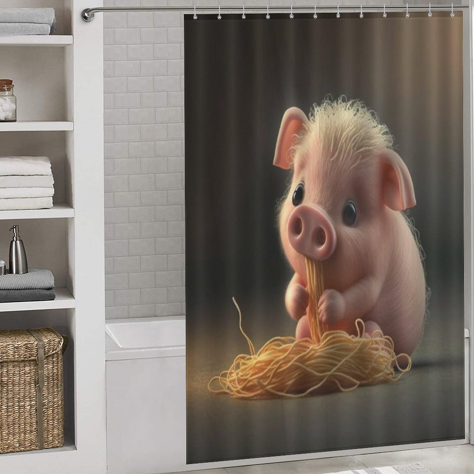 Rideau de douche cochon mignon pour égayer la salle de bain des enfants au quotidien
