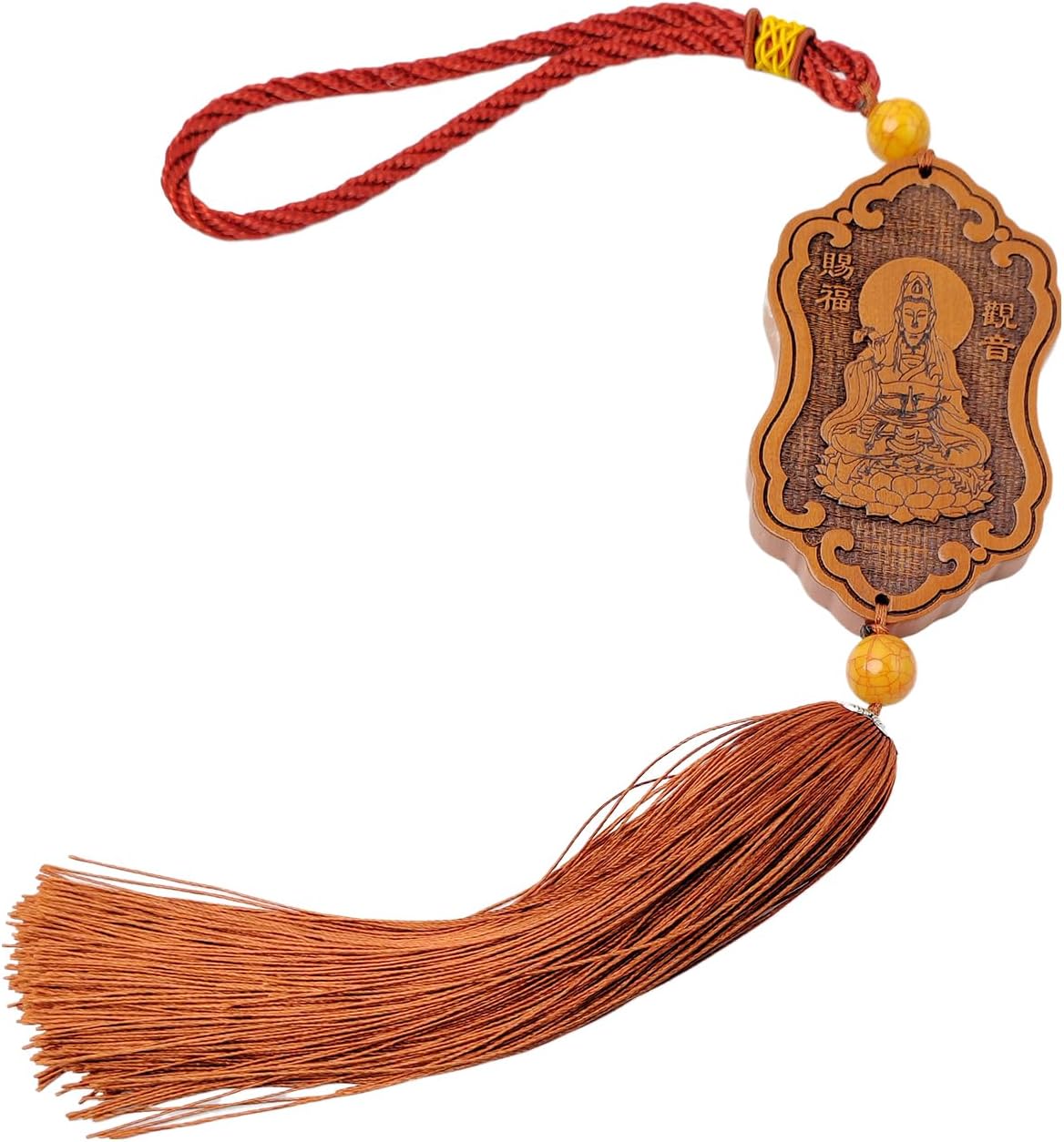 Peach Wood Hand Carved Feng Shui Ba Gua Lucky Hanging Ornaments for Car Good Luck Charms