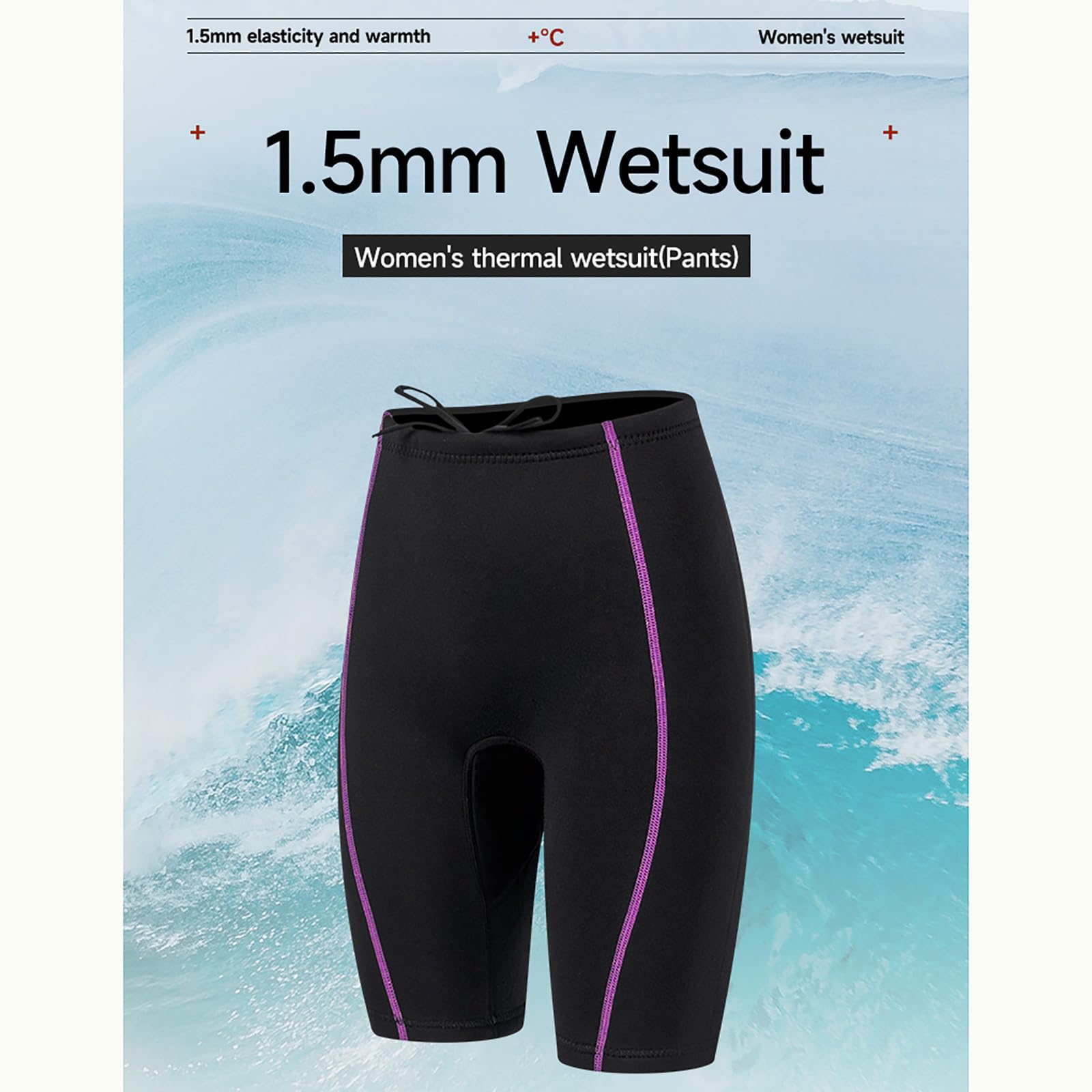 HAOLEI Pantalones Cortos de Neopreno para Mujer,Cintura Elástica Pantalon Corto de Neopreno de 1.5mm Protección contra El Frío Pantalón Cortos de Buceo para Surf, Natación, Snorkeling