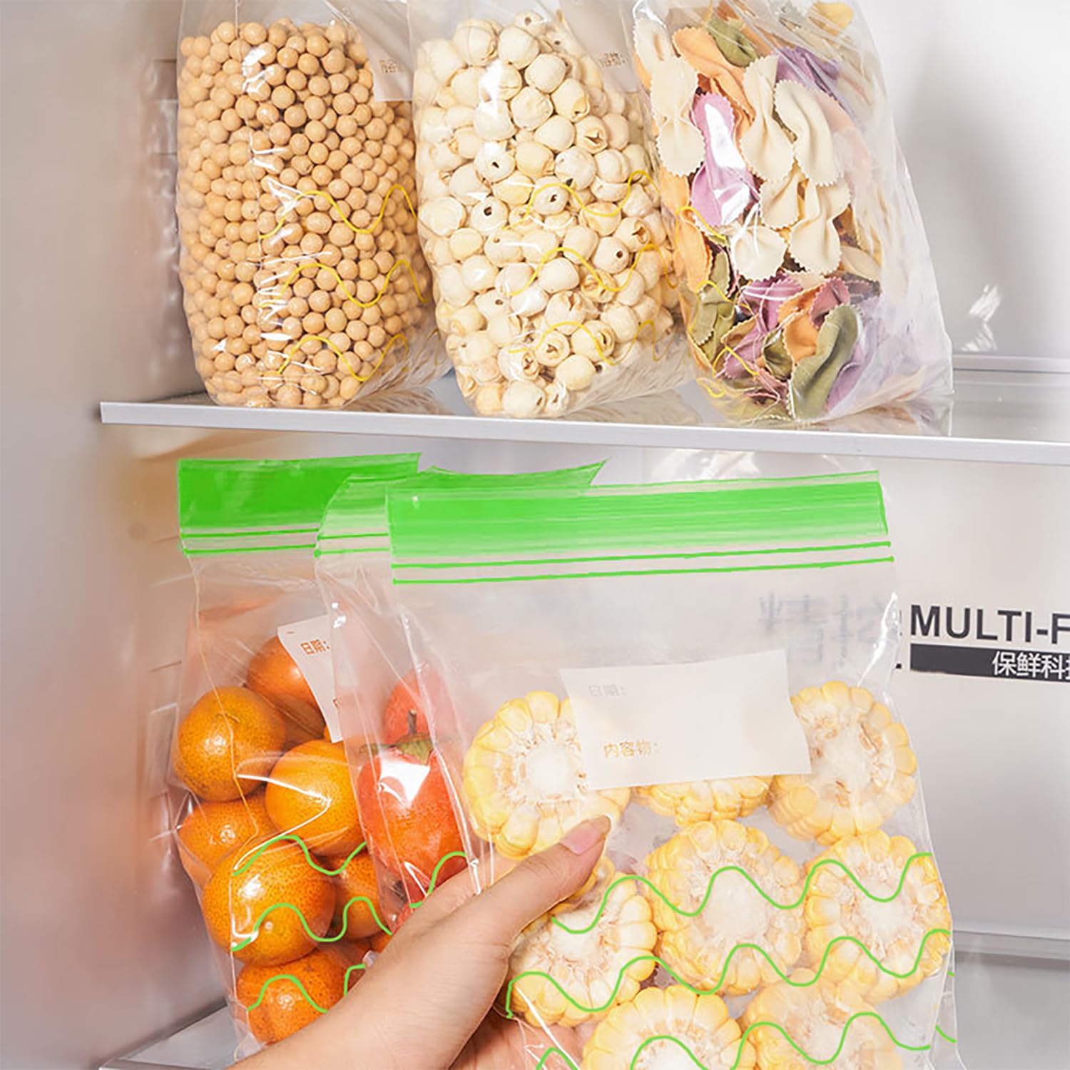 Sacchetti Freezer zip Sacchettier Alimenti - Confezione da 36 Pezzi, Apri E Chiudi Congelatore Gelo per Alimenti, per Mantenere gli Alimenti Freschi e Gustosi più a Lungo