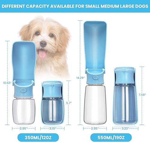Miniatura 3 de AIKIDS Botella de agua portátil para perros, dispensador de agua plegable para perros, a prueba de fugas, plástico de grado alimenticio, botella de