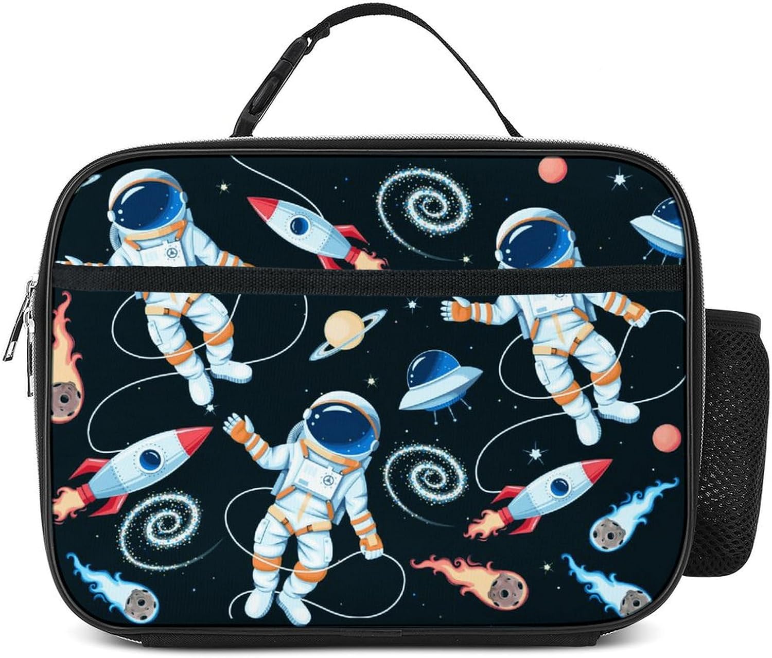 Cute Cat Striped Black White Lunch Box Insulated Reusable Lunch Bag Tote Cooler for Women Men Boy Girl School Work Office Picnic