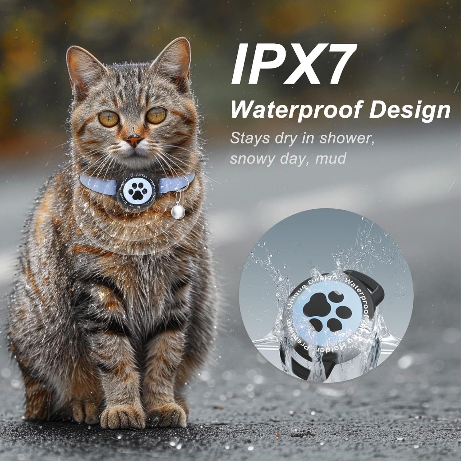 Tracker pour chat - Dispositif de localisation du collier pour chat - Compatible avec iOS et Android